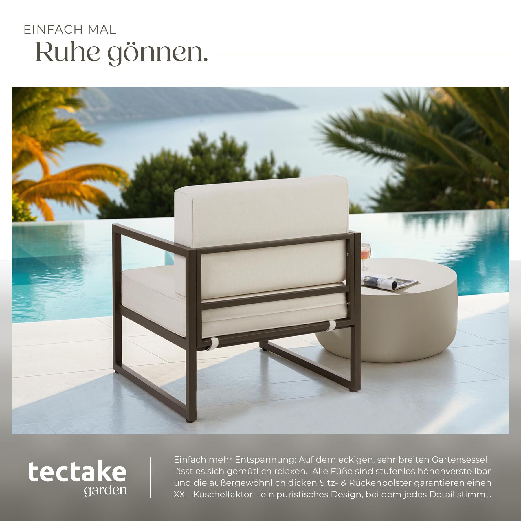 Tectake Garten-Loungesessel Dicke des Sitzpolsters 14 cm wasserabweisende, abnehmbare Polyesterbezüge