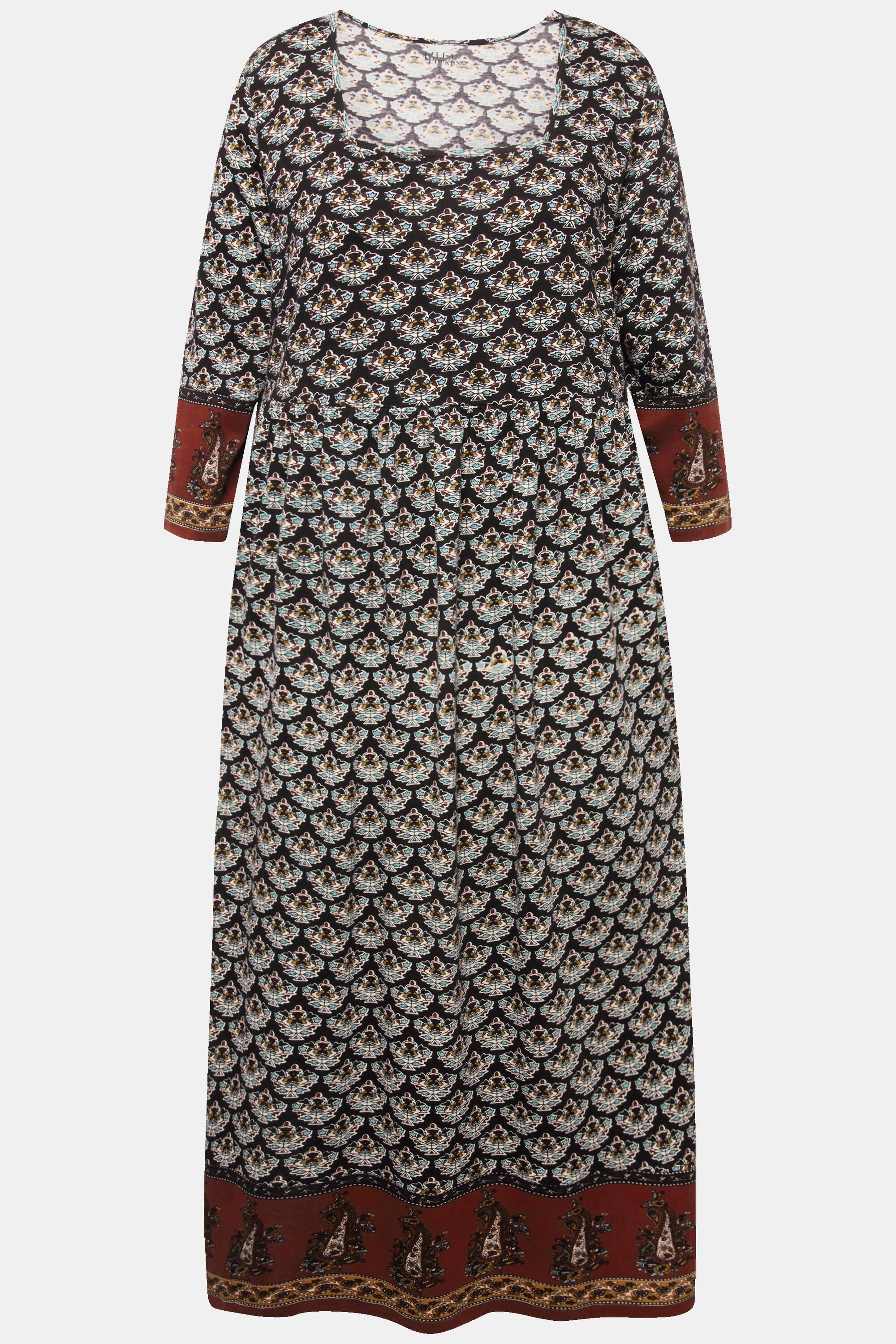 Ulla Popken Jerseykleid A-Linie Carree-Ausschnitt 3/4-Arm mit Taschen