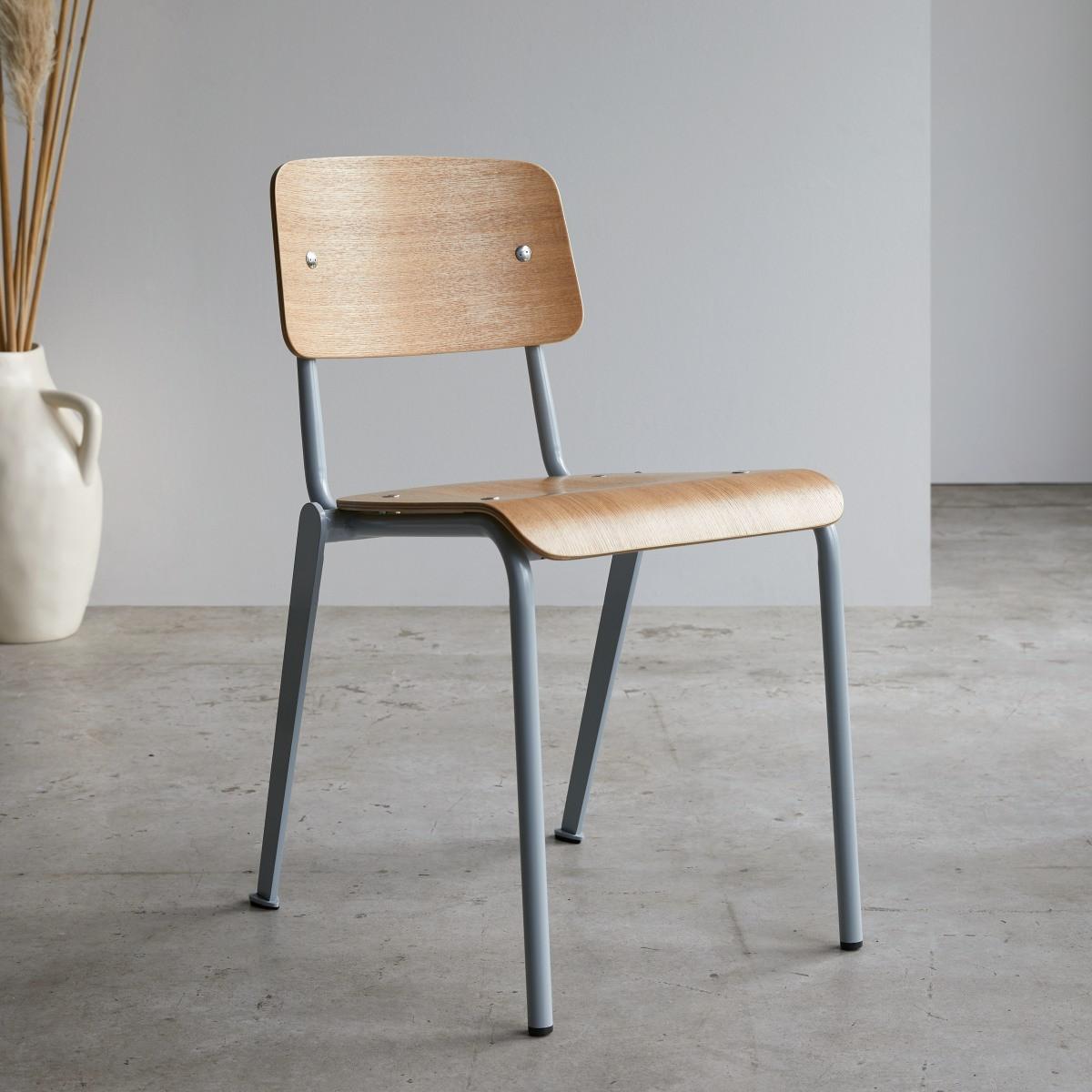 Tikamoon Stuhl aus Esche und Metall grey Mio