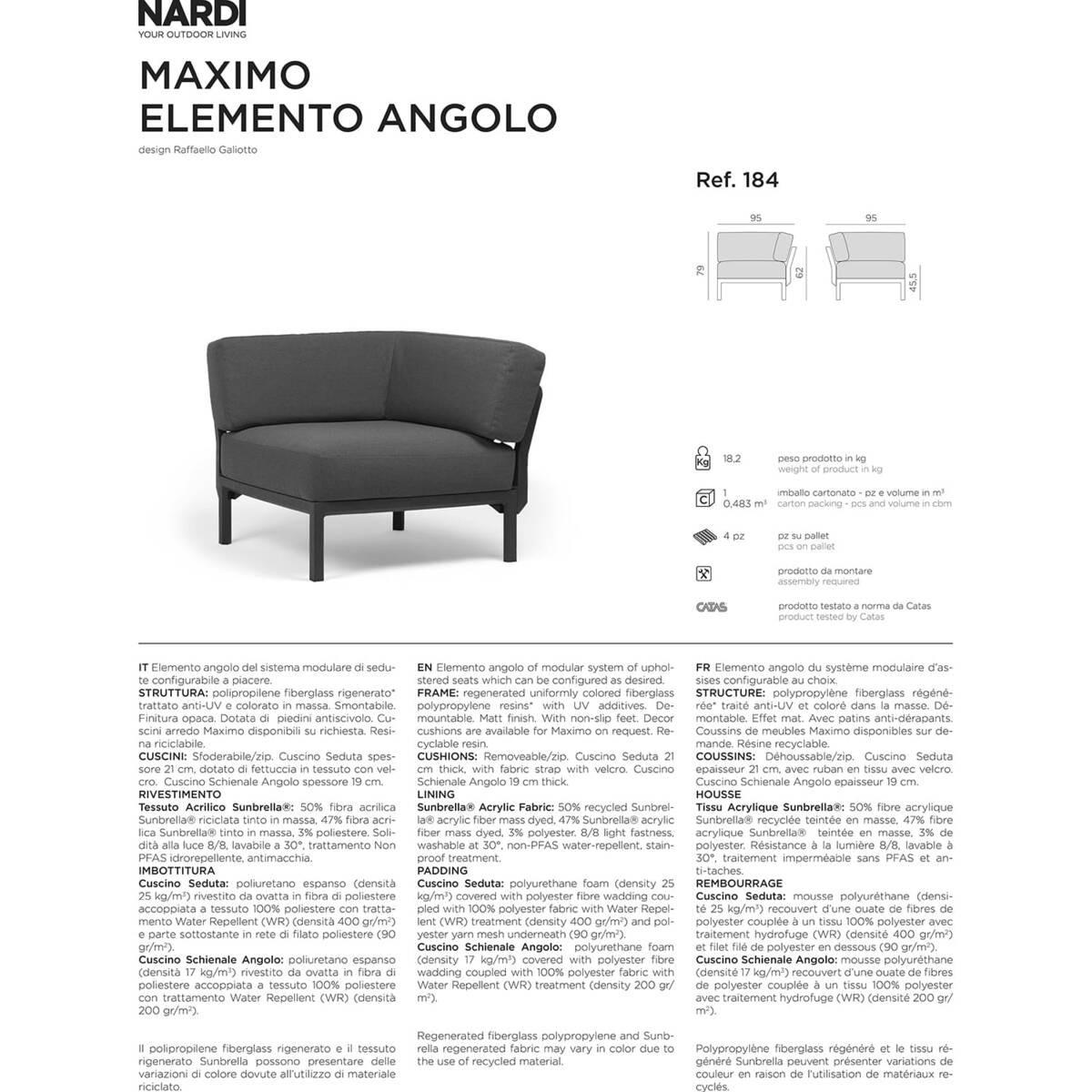 NARDI outdoor Gartenlounge-Eckelement Maximo