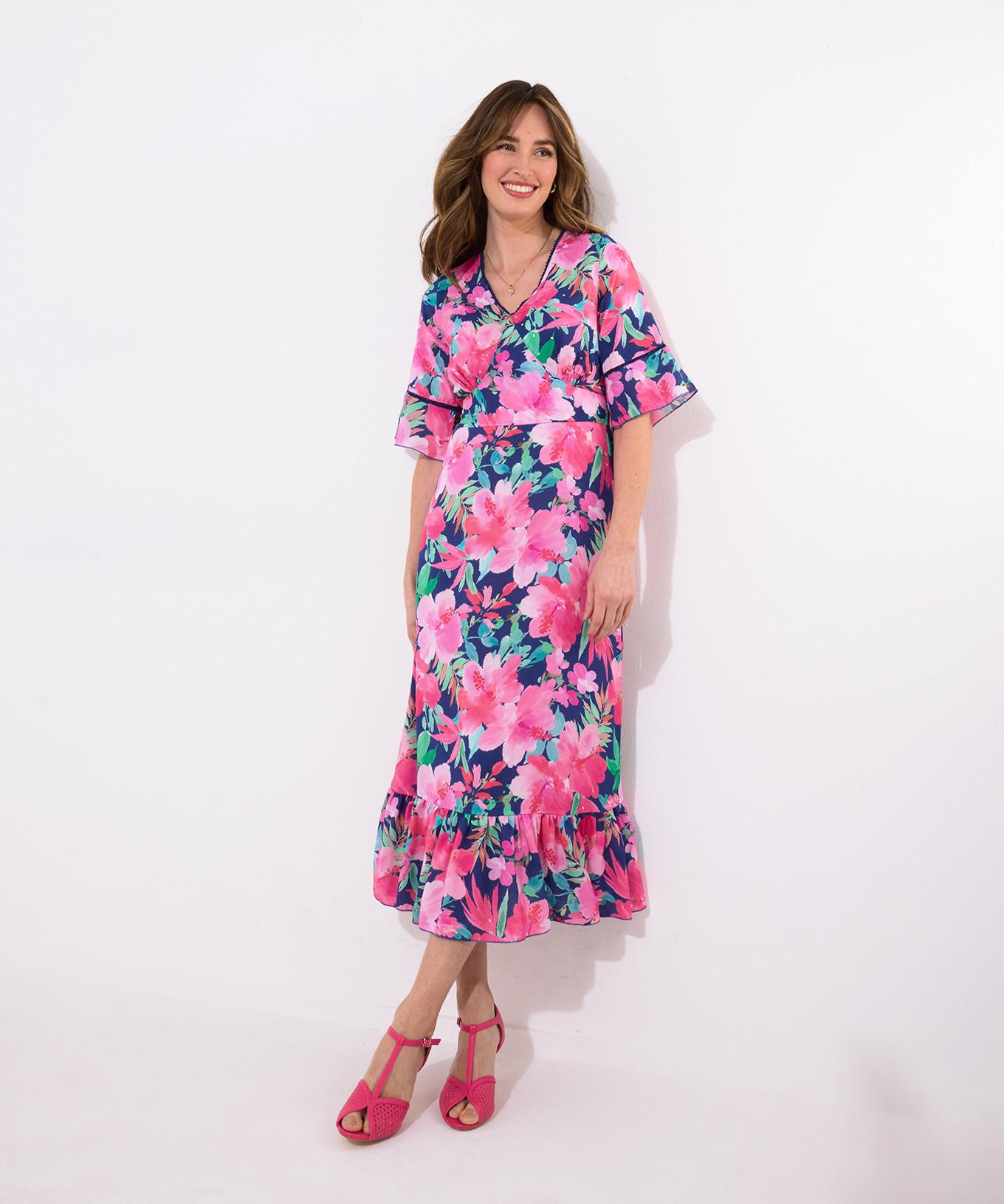 Joe Browns Midikleid mit weiten Ärmeln und Blumendruck