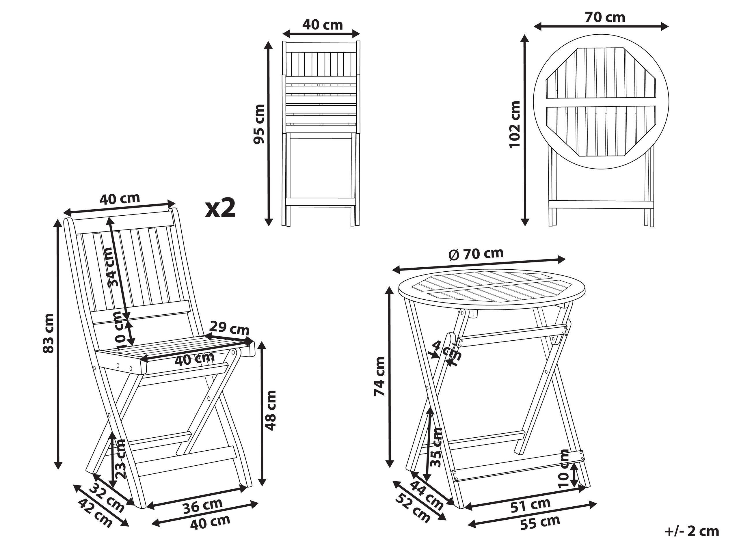 Beliani Bistro Set aus FSC® zertifiziertes Akazienholz Rustikal FEBBIO