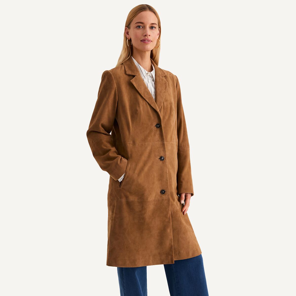 La Redoute Collections Geknöpfter Mantel aus Ziegenleder