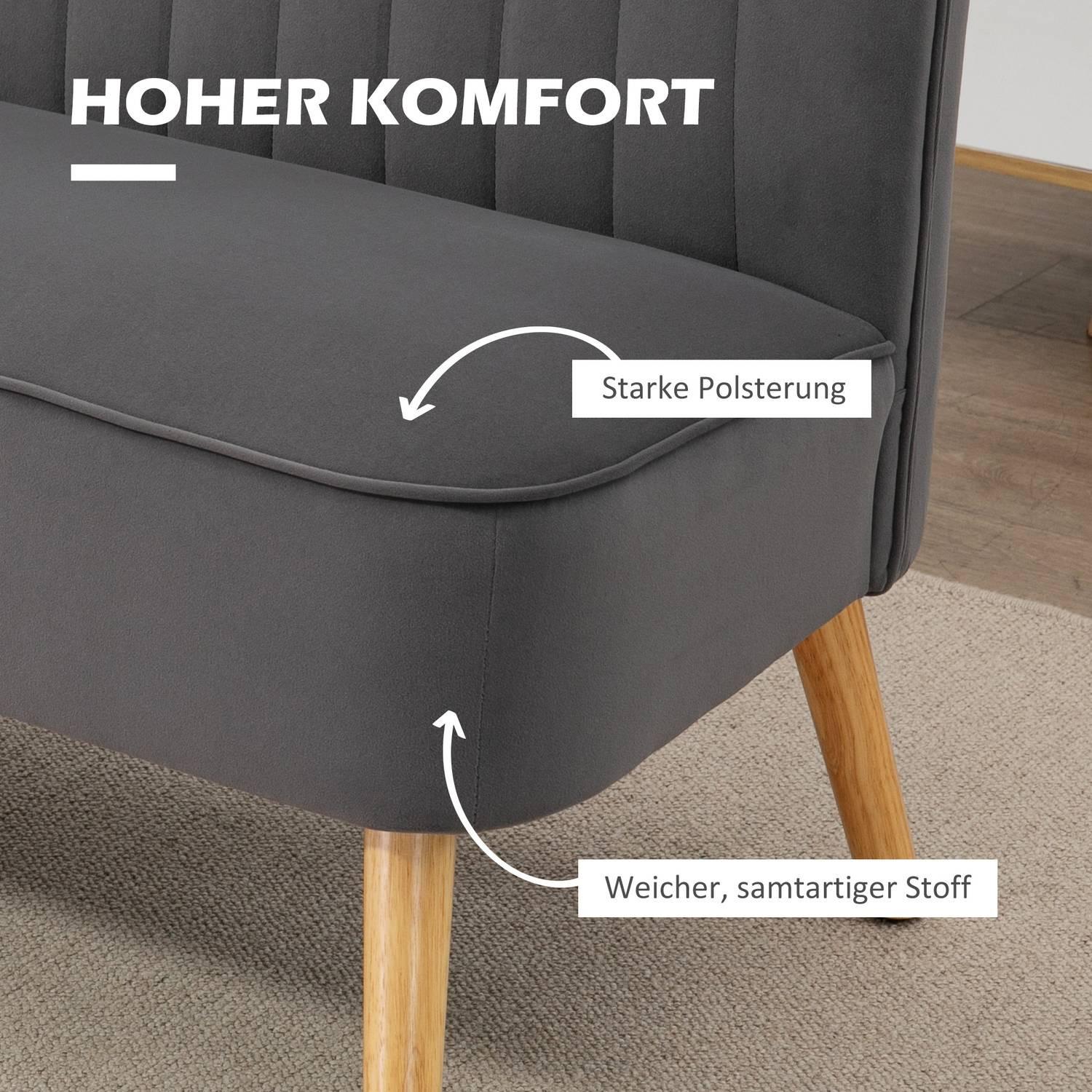 Northio 2-Sitzer Sofa Zweisitzer Loveseat mit Leinenoptik, Doppelsofa, Holzbeine, bis 150 kg, Dunkelgrau, 117 x 56,5 x 77 cm
