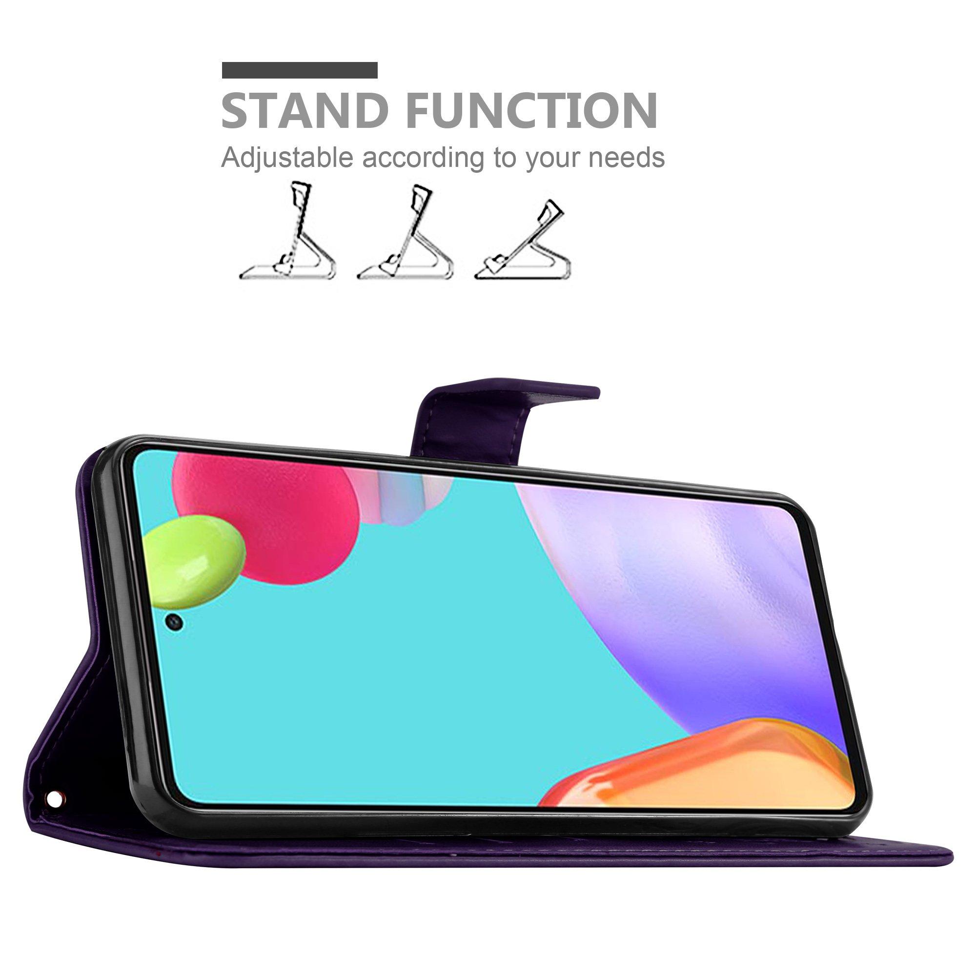 Cadorabo Hülle für Samsung Galaxy A52 (4G 5G) A52s Blumen Design Magnetverschluss