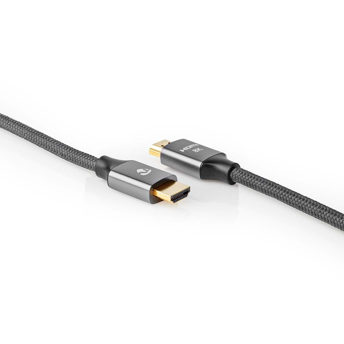Nedis Ultra High Speed HDMI™ Kabel | HDMI™ Stecker | HDMI™ Stecker | 8K@60Hz | 48 Gbps | 3,00 m | Rund | 6,7 mm | Grau mit Metall | Schlösser