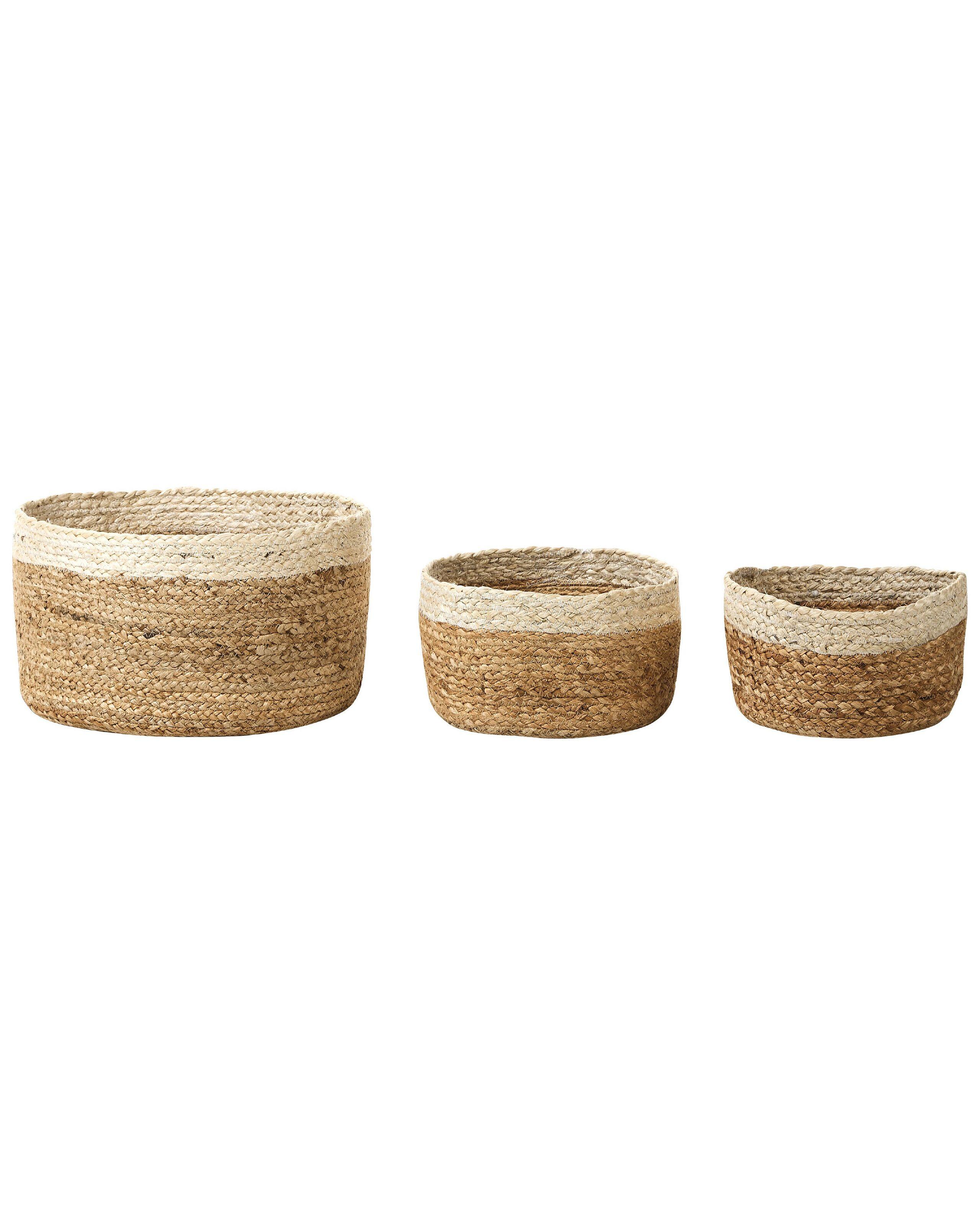 Beliani Aufbewahrungskorb 3er Set aus Jute Boho TAJORI