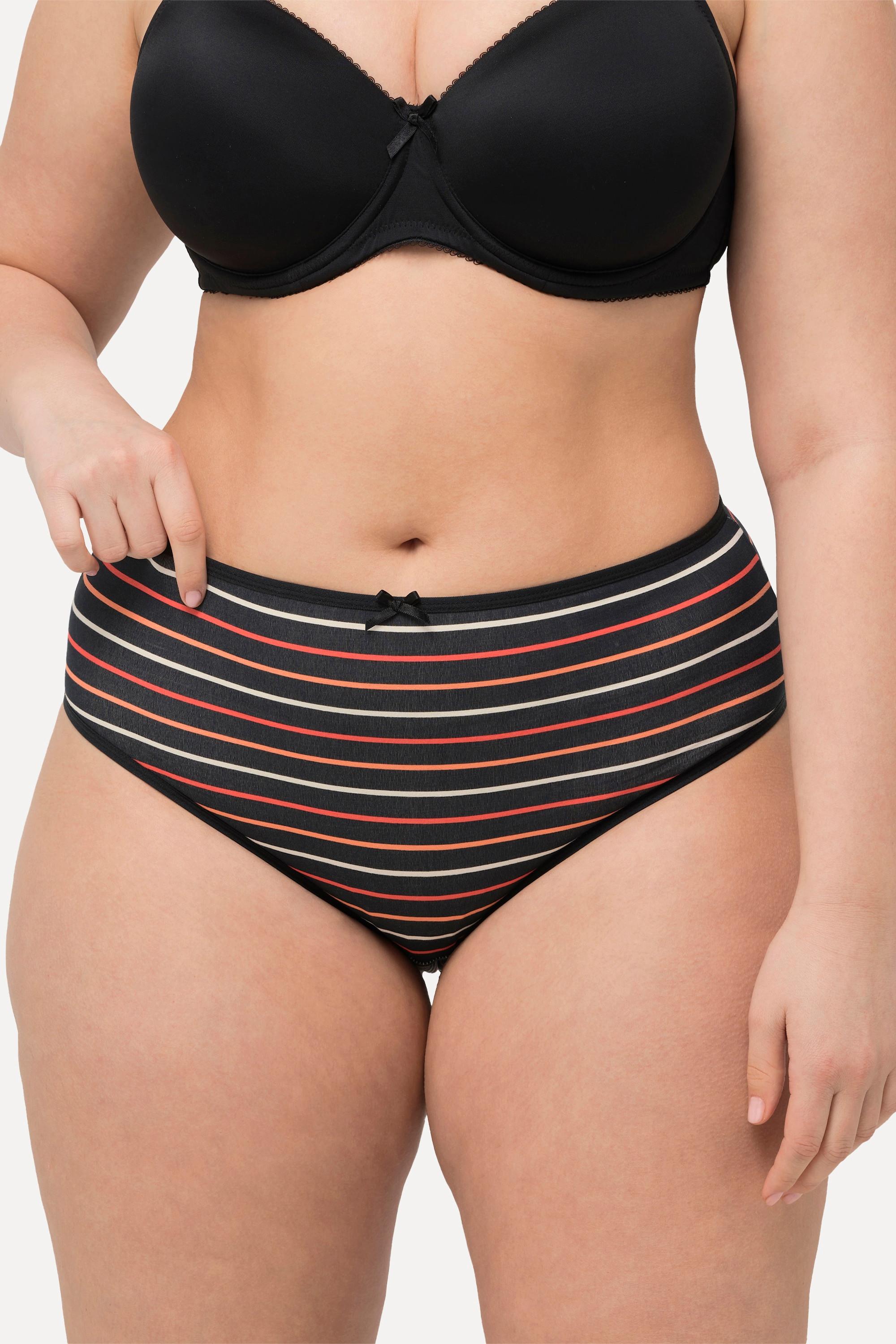 Ulla Popken Midislips, 5er-Pack, Ringel/uni