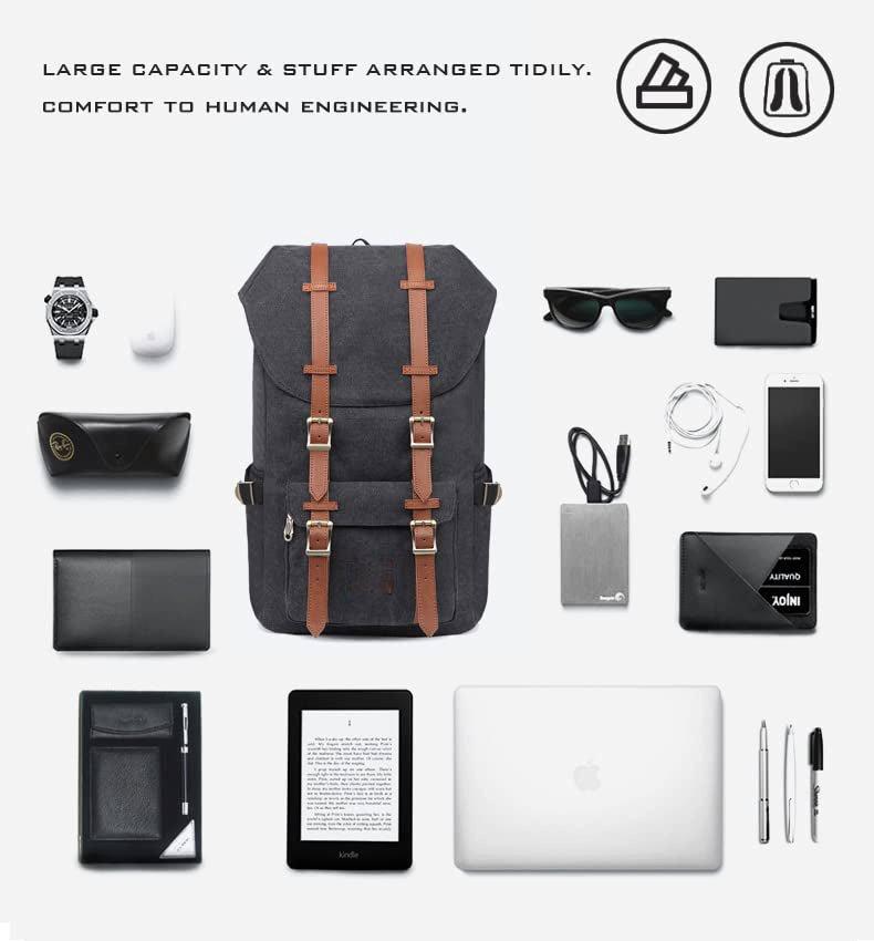 Only-bags.store Vintage Rucksack schöne Baumwolle Daypack mit Laptop-Fach für 14-Zoll-Notebook für Schule,