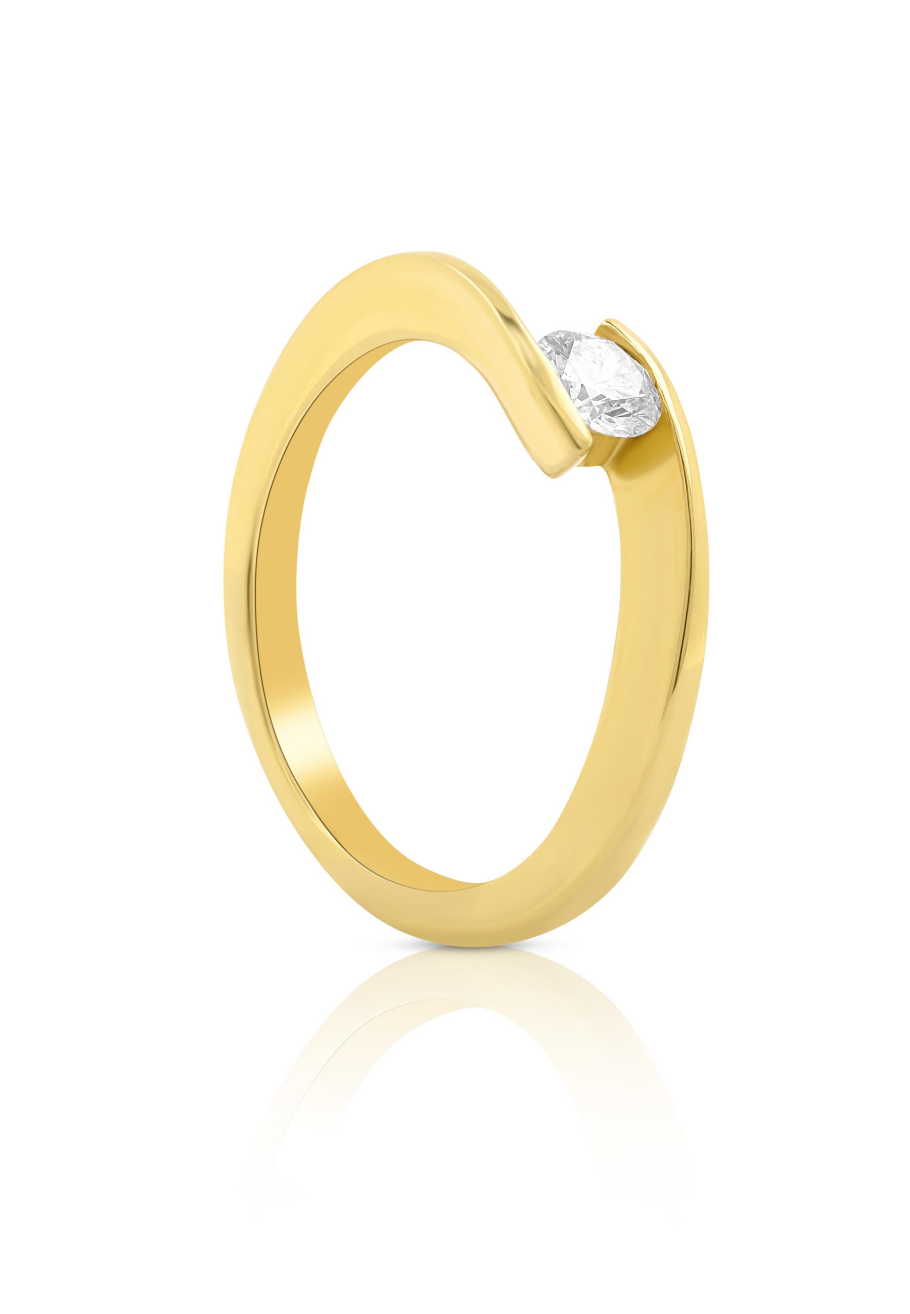 MUAU Schmuck Solitaire Ring Diamant 0.30ct. Gelbgold 750