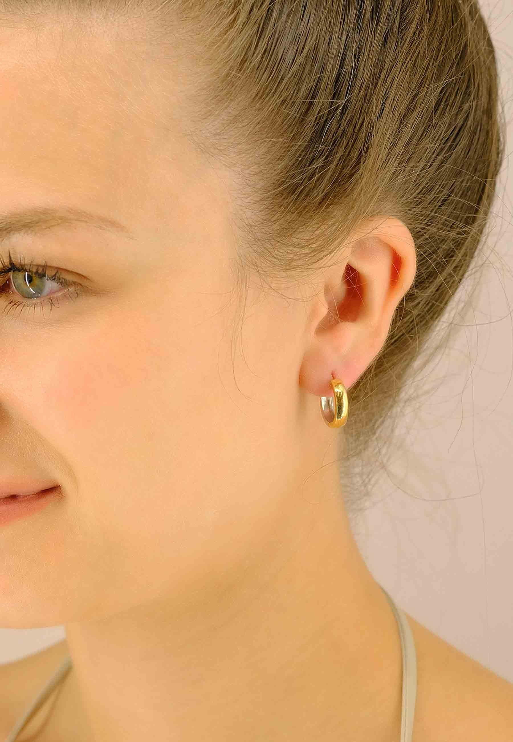 MUAU Schmuck Creolen Bicolor Gelb-/Weissgold 750 U-Profil Scharnier 15mm