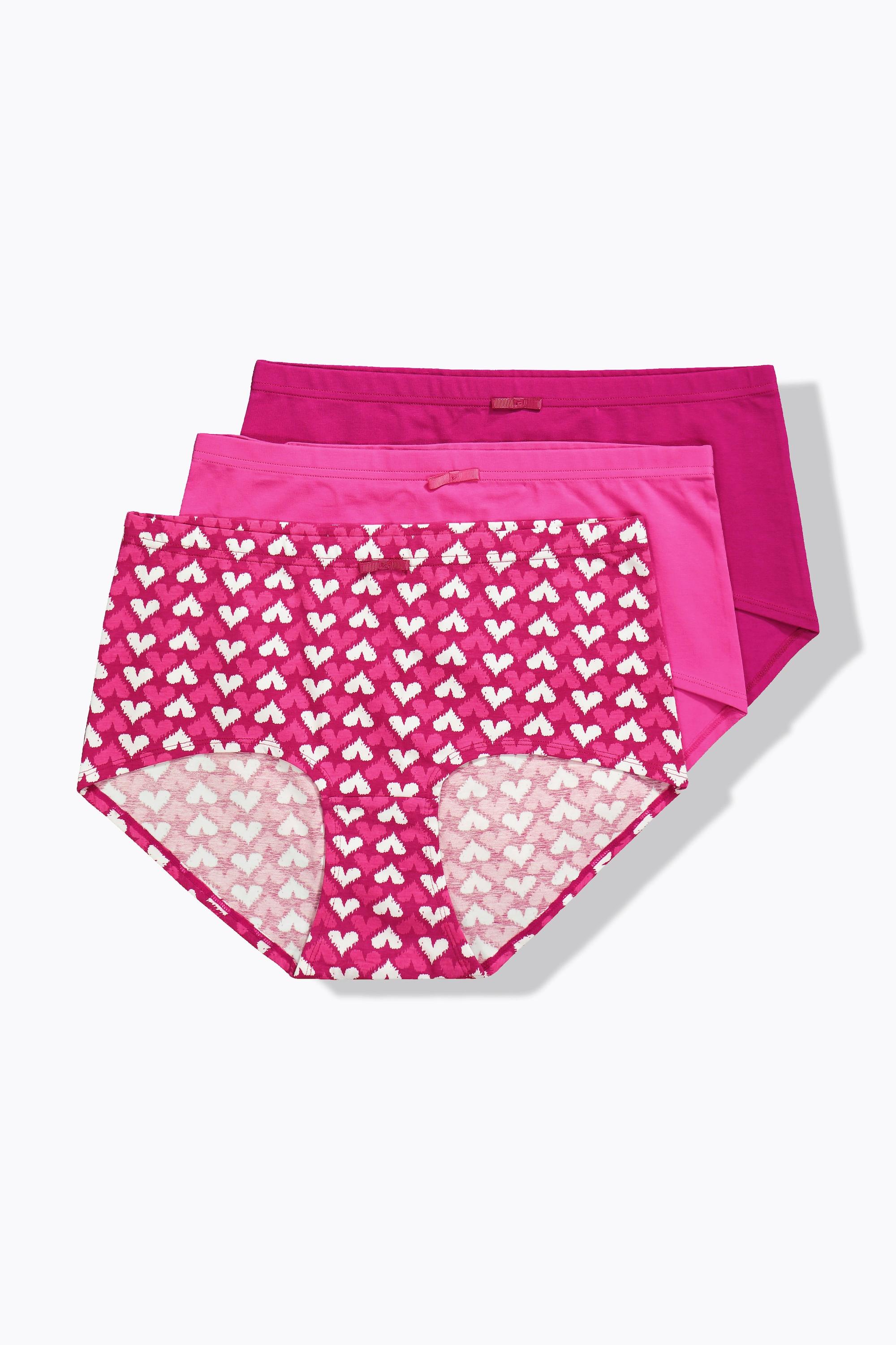 Ulla Popken Hipster, 3er-Pack, Herzen/einfarbig