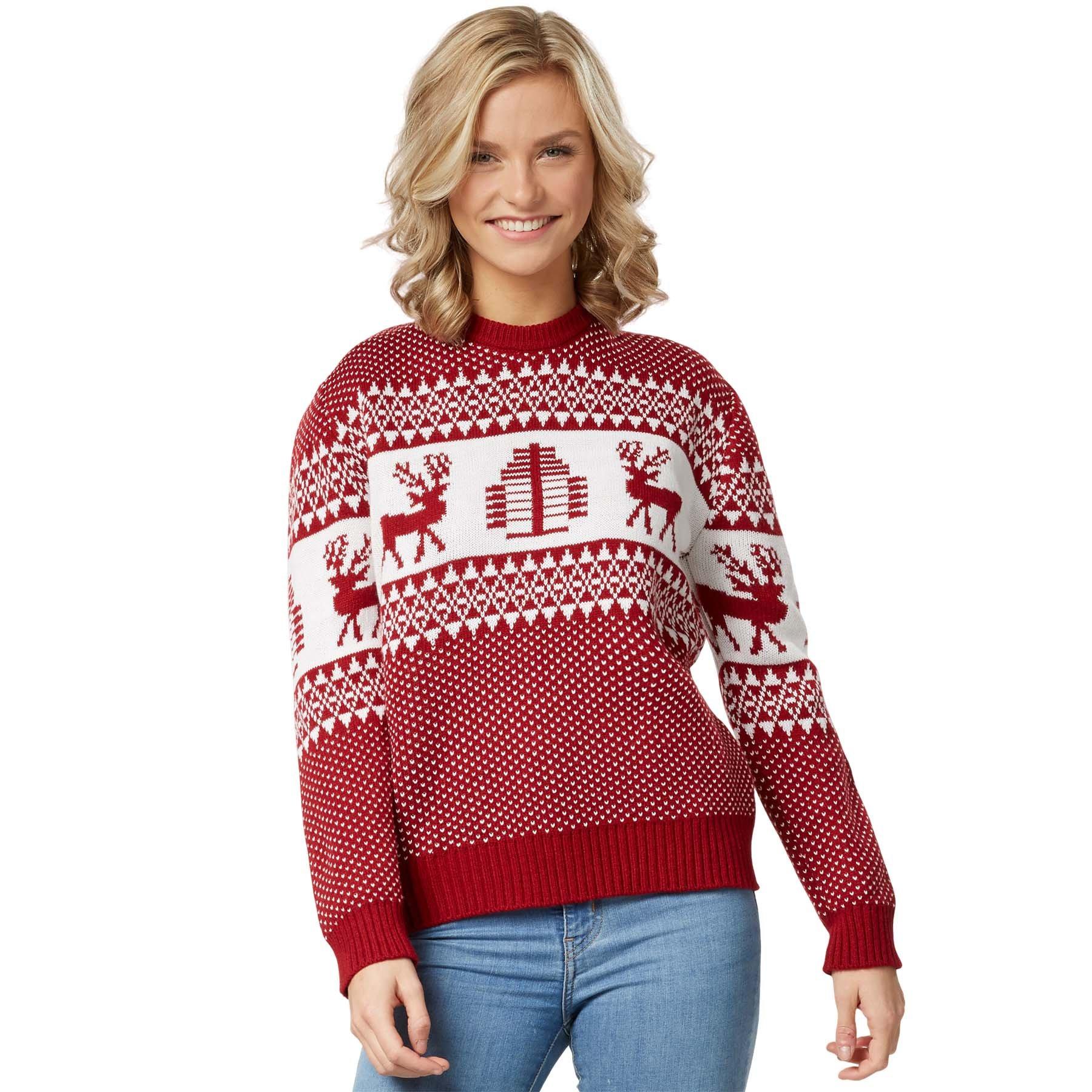Tectake Weihnachtspullover Winterwunderland-weiss für Frauen