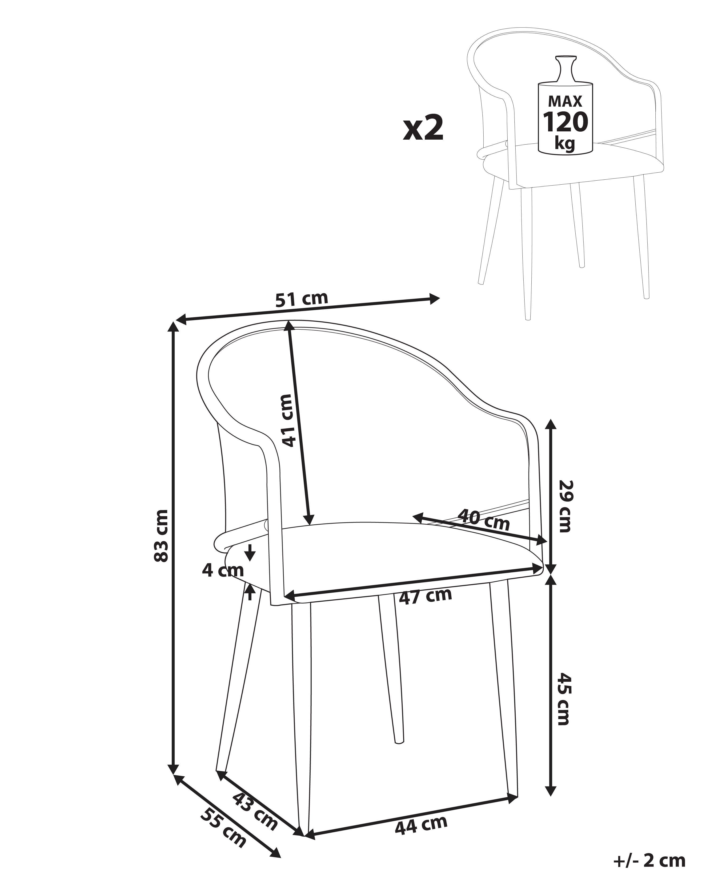 Beliani Esszimmerstuhl 2er Set aus Eisen Retro WEIMAR