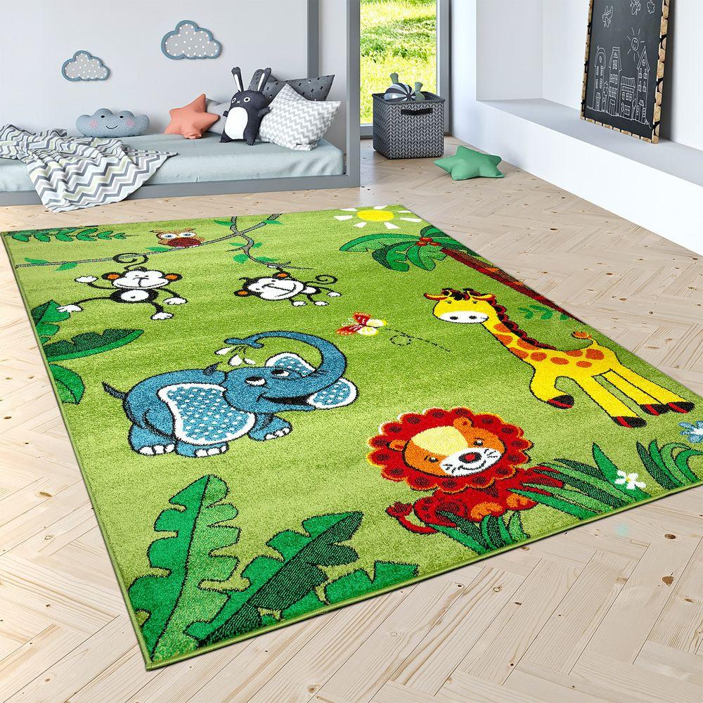 Paco Home Kinderteppich Kurzflor Dschungel Tiere