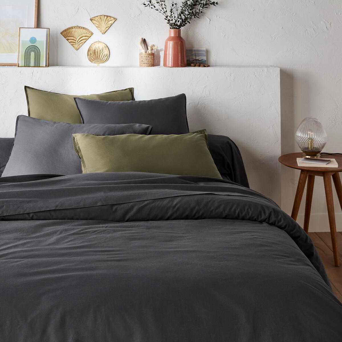 La Redoute Intérieurs Unifarbener Duvetbezug aus gewaschener Baumwolle Scenario