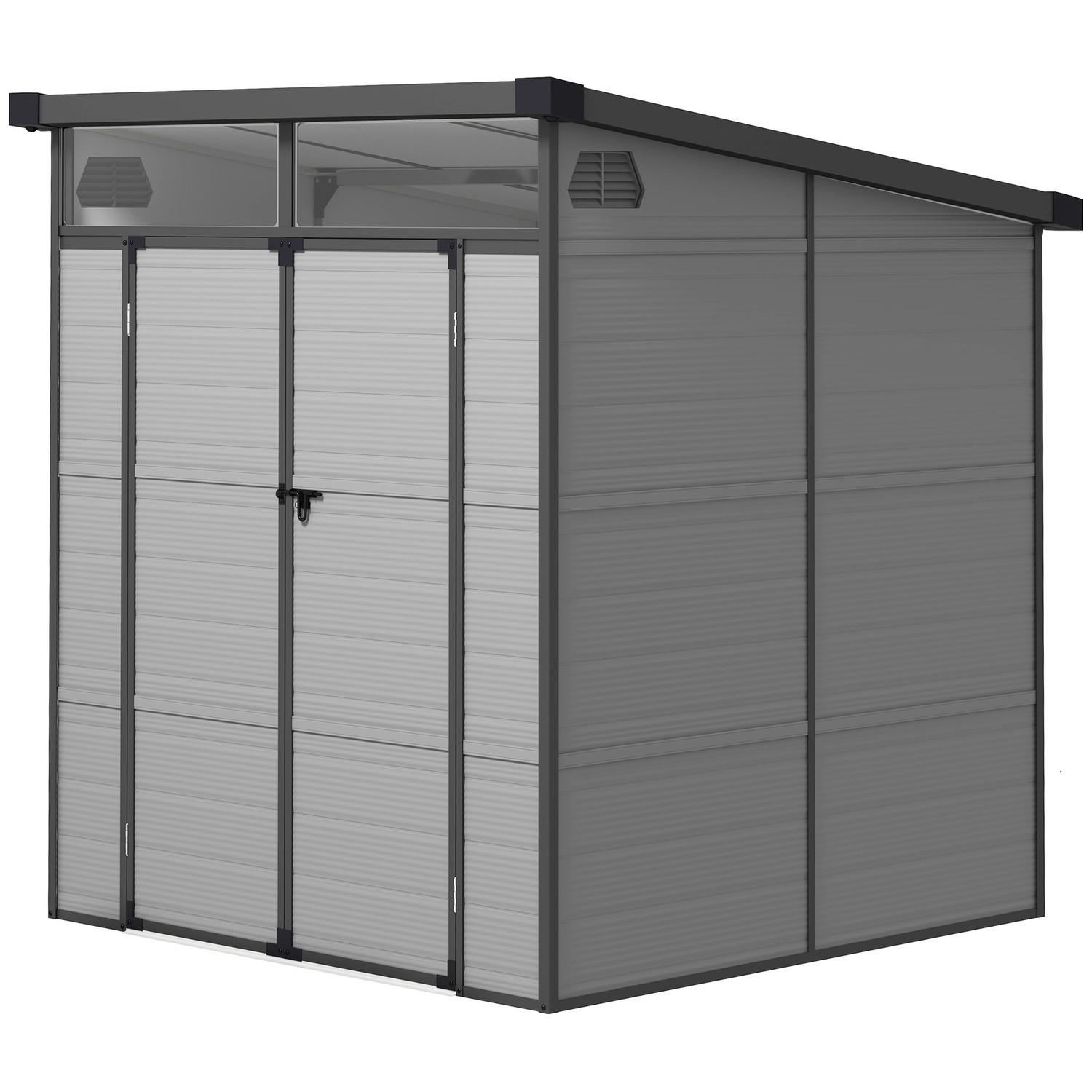 Northio Gerätehaus Kunststoff 3,24m³ 190x191x215cm Geräteschuppen mit Pultdach, Abschließbarer Tür, wetterfest Gartenhaus, Outdoor Garten Schuppen Schrank für Hinterhof, Außenbereich, Hellgrau Aosom