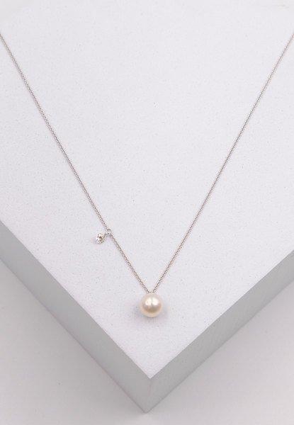 MUAU Schmuck Collier Weissgold 750 Akoya Perle 5.5-6mm Brillant 0.06ct.