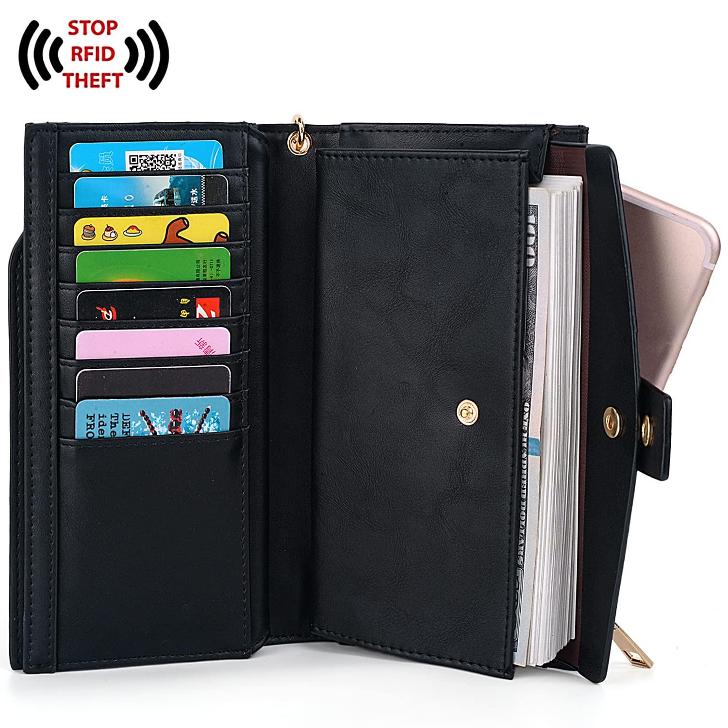 Only-bags.store Brieftasche RFID-Blockierung Große Kapazität Vegan Leder Clutch Wallet 21 Card Slots Holder Organizer