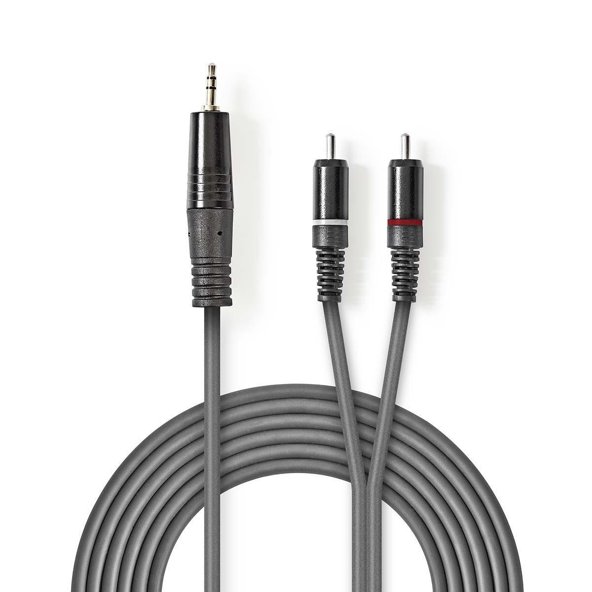 Nedis Stereoljudkabel | 3,5 mm Hane | 2x RCA Hane | Nickelplaterad | 1,50 m | Rund | Mörkgrå | Papphülle