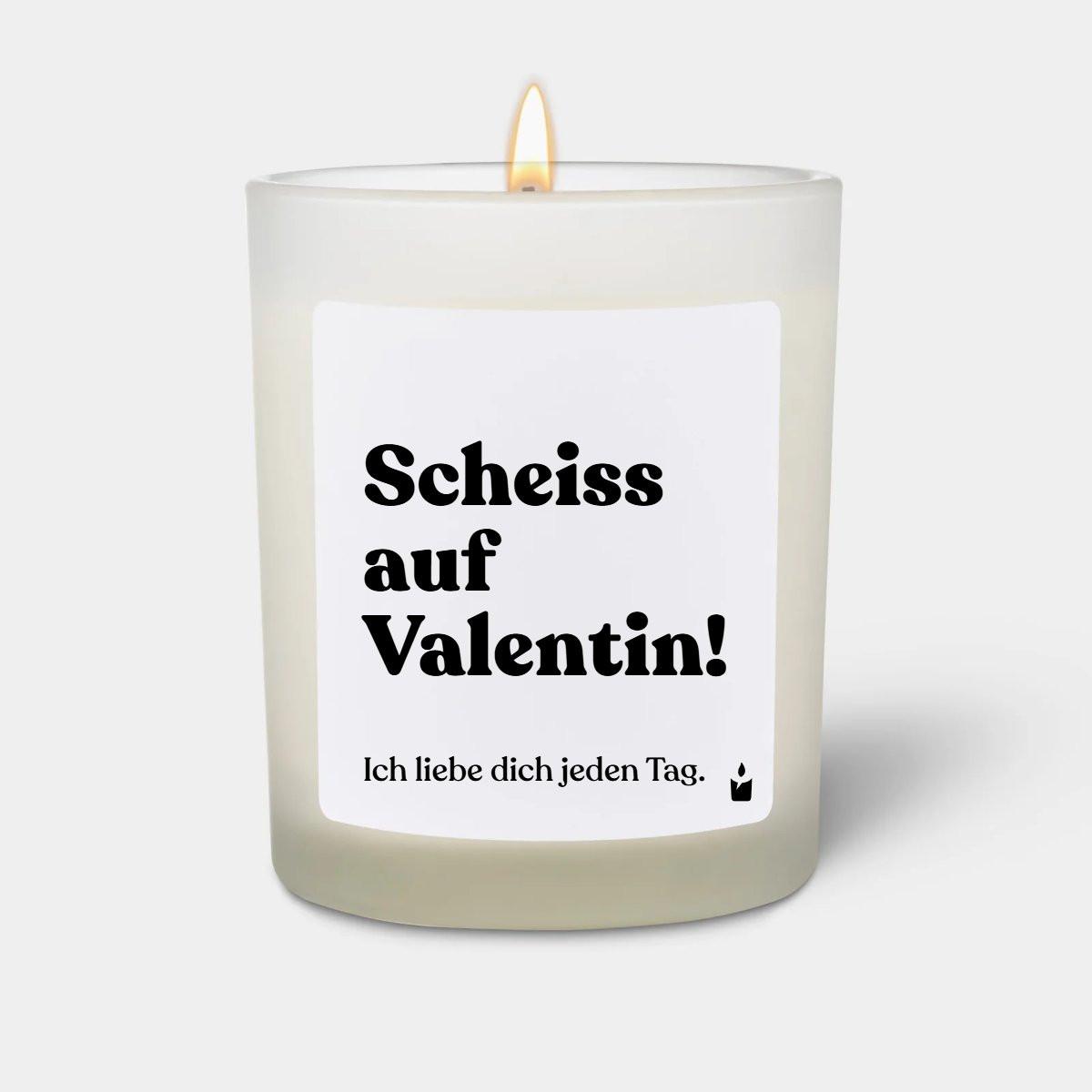 CandleHand Duftkerze Flowery Scheiss auf Valentin! Ich liebe dich jeden Tag.