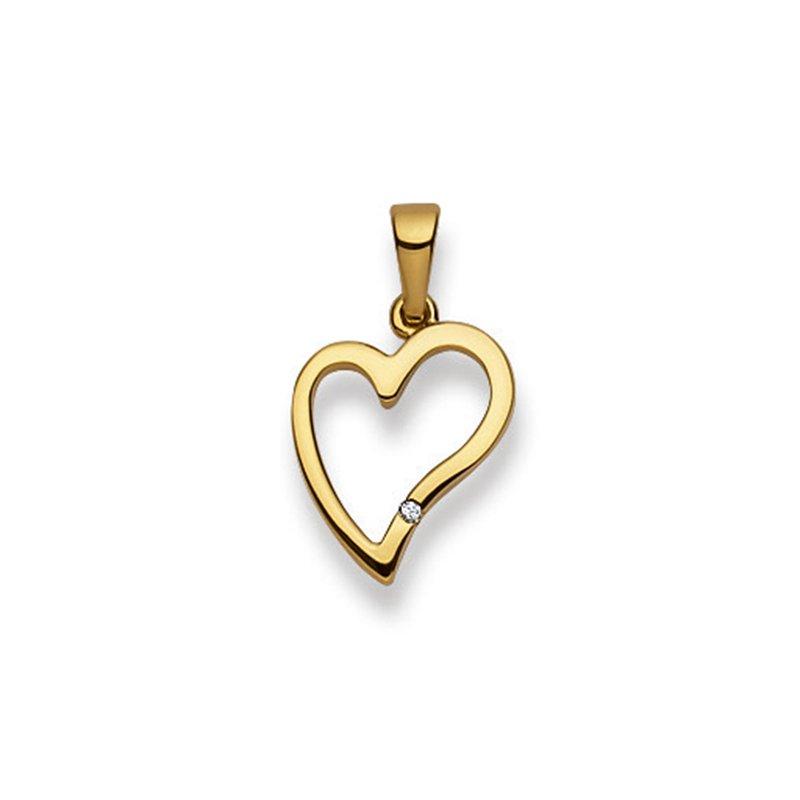 MUAU Schmuck Anhänger Herz Gelbgold 750 Diamant 0.01.00ct. 21x12mm