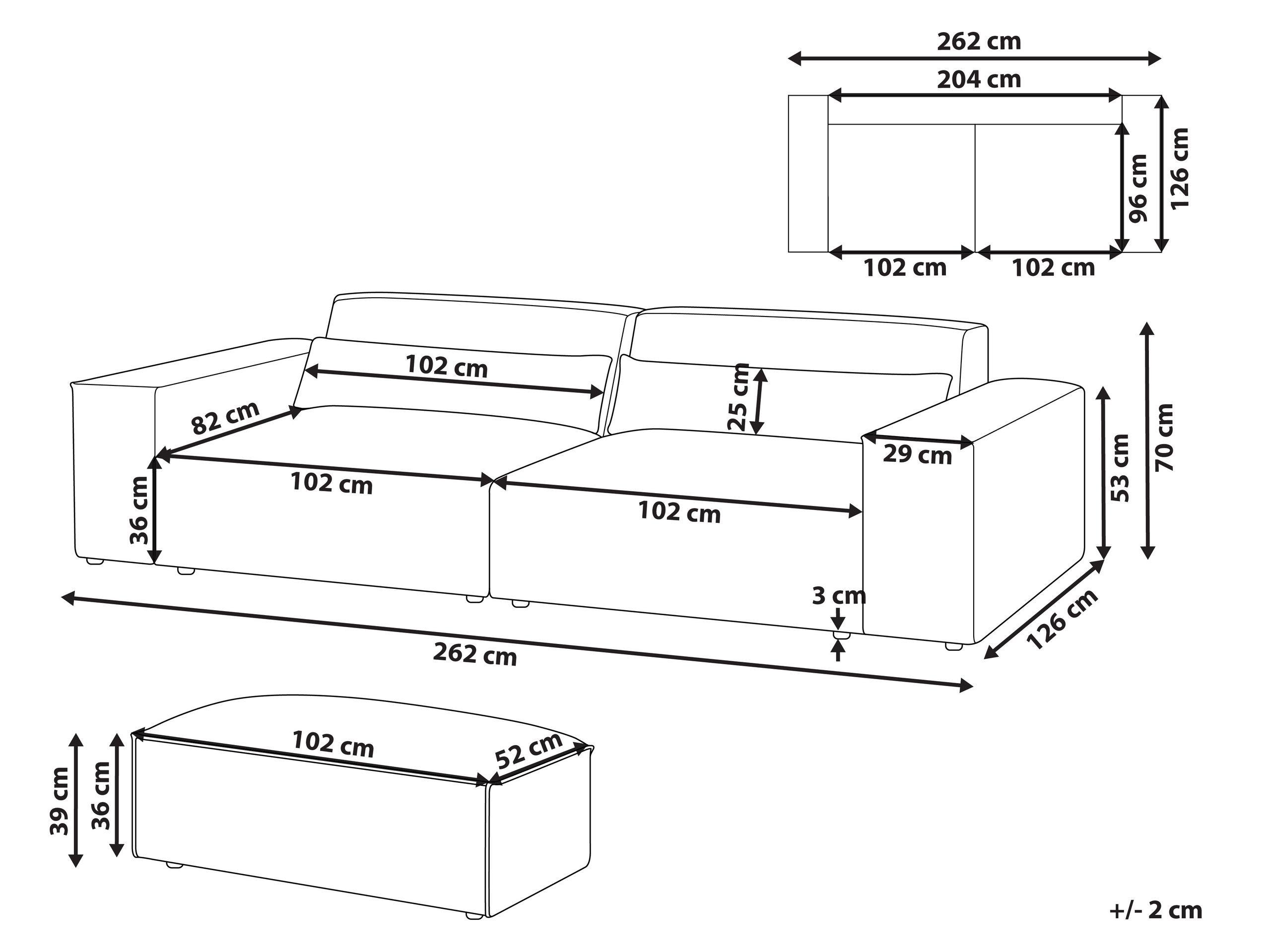 Beliani Sofa mit Ottomane aus Polyester Modern HELLNAR