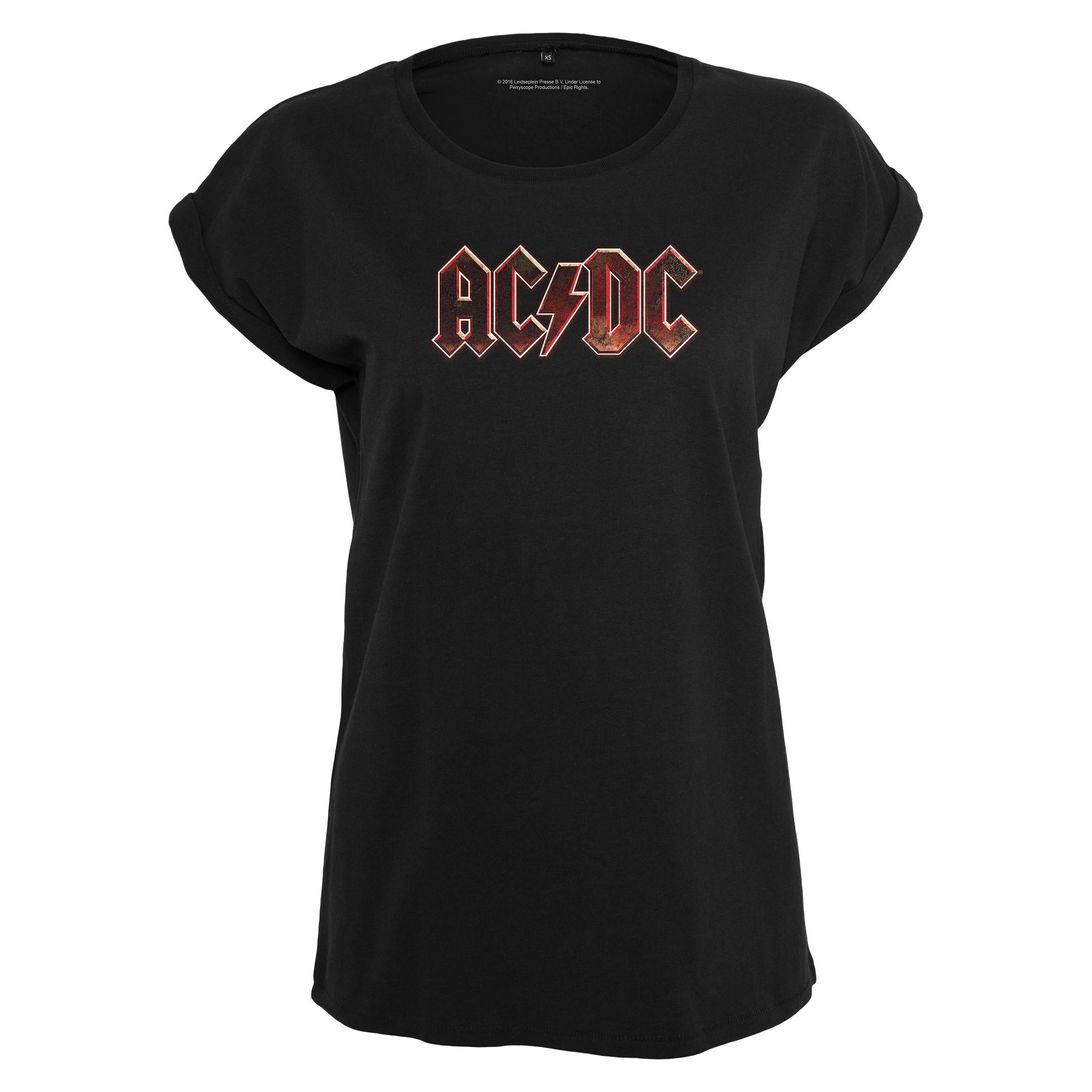 URBAN CLASSICS AC/DC Logo T-Shirt mit hochgekrempelten Ärmeln