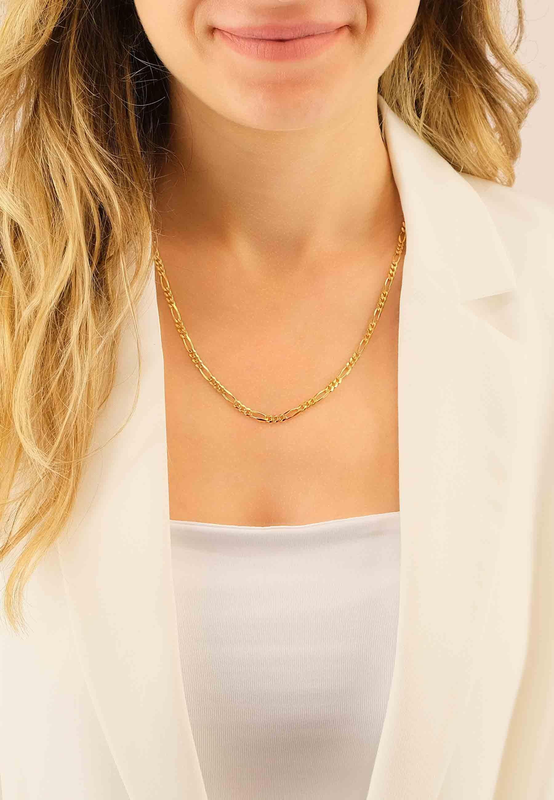 MUAU Schmuck Collier Figaro Gelbgold 750, 3.4mm, 45cm