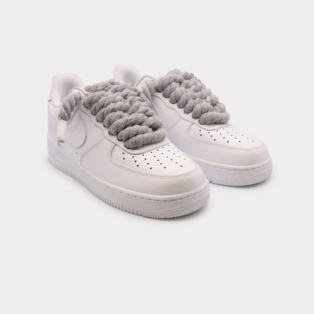 NIKE Air Force 1 White - Rope Lace Grey