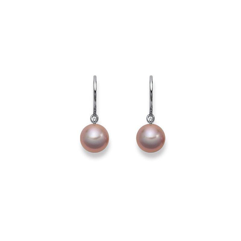 MUAU Schmuck Ohrhänger Weissgold 750 Süsswasserperle 22x8.5-9mm