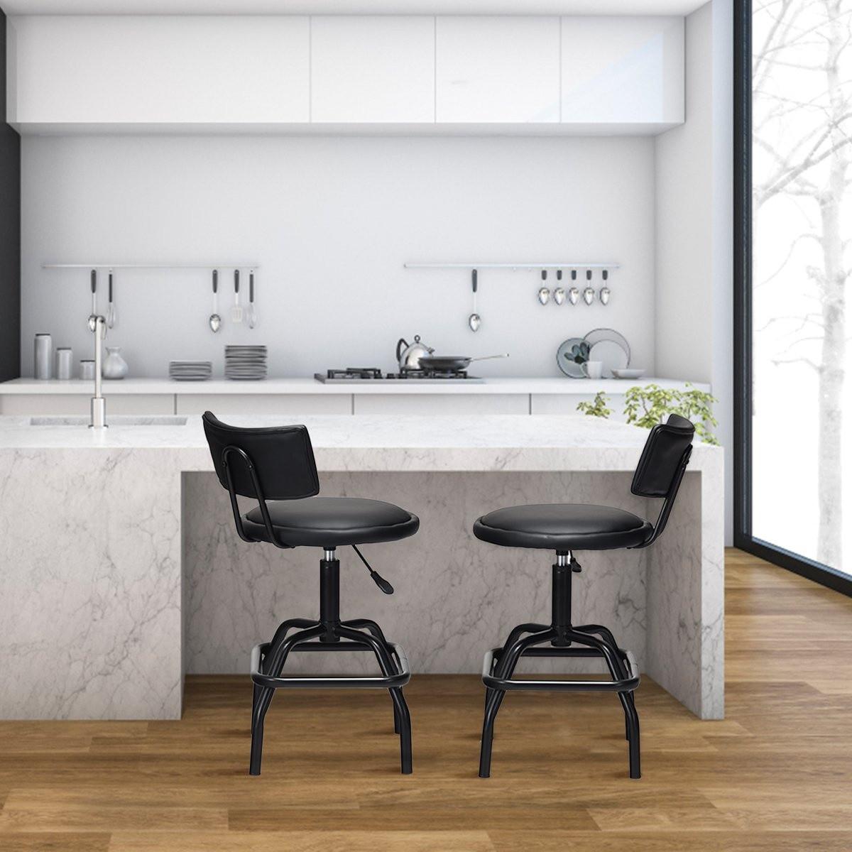 Northix Höhenverstellbarer Barhocker mit Kunstleder & Gepolsterte Rückenlehne 360° Drehbarer Barstuhl