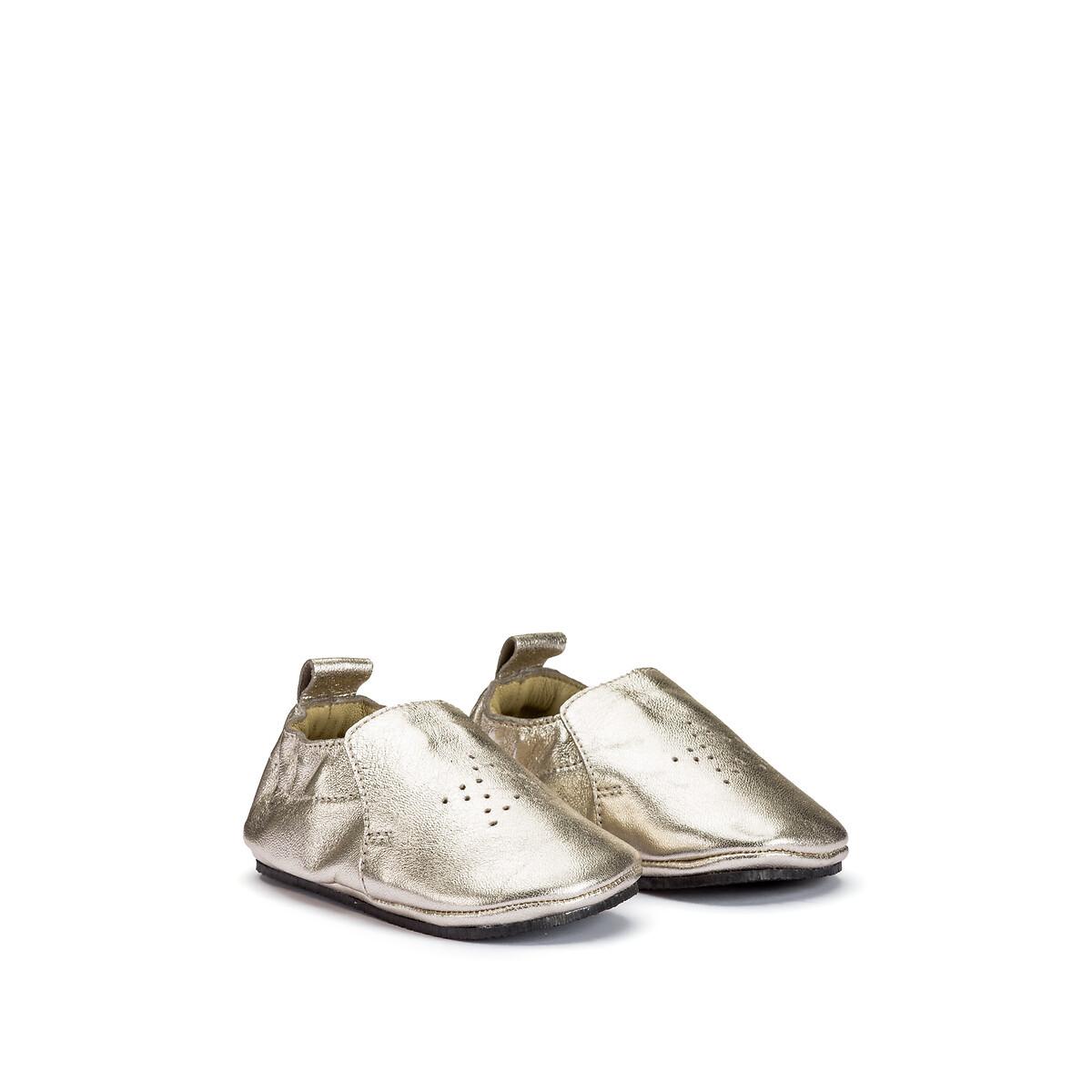 La Redoute Collections Goldfarbene Lederhausschuhe mit Sternmotiv