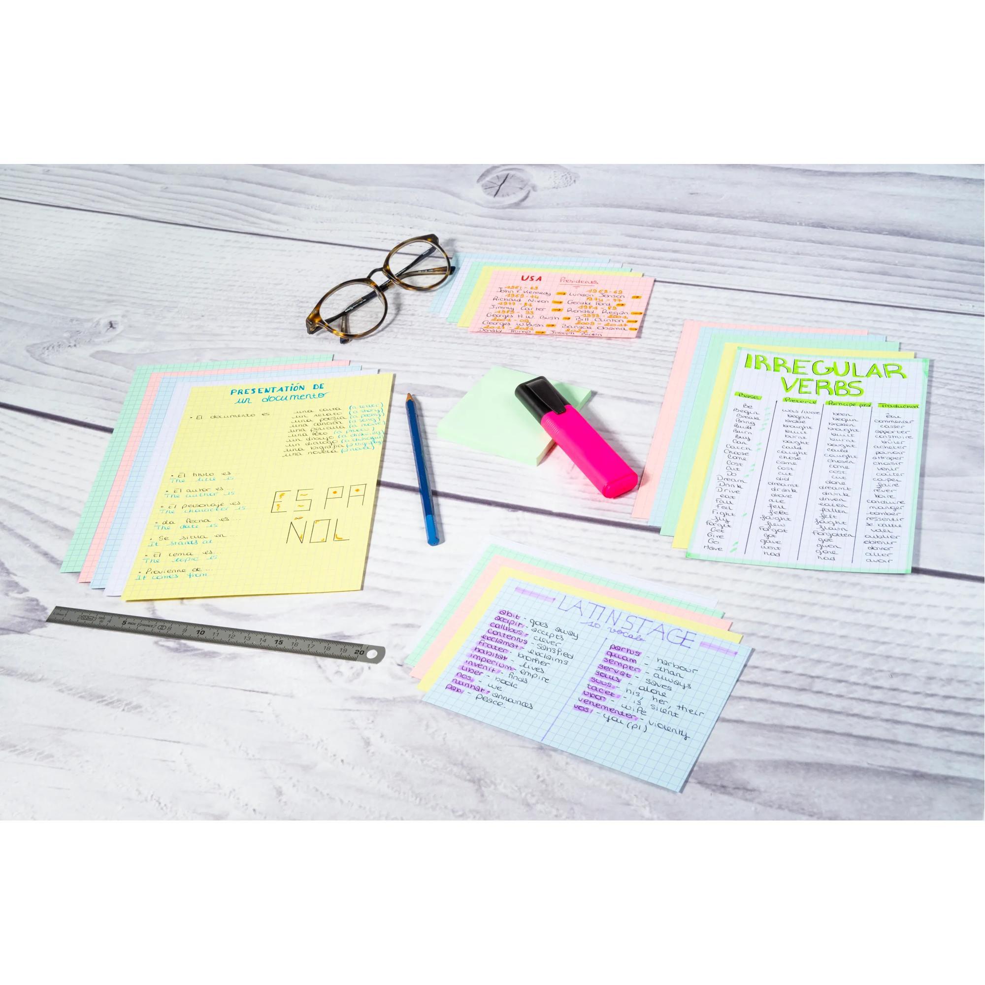 Exacompta Karteikarten A7 kariert, Faltschachtel mit 100 Stück - x 10