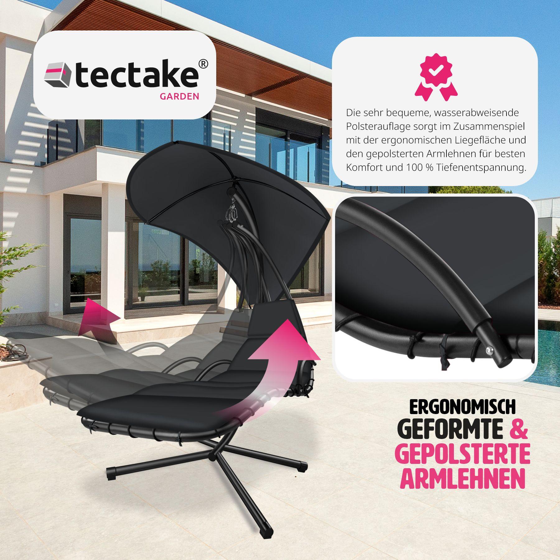 Tectake Hängeliege Elaria mit Sonnendach und Seitentasche