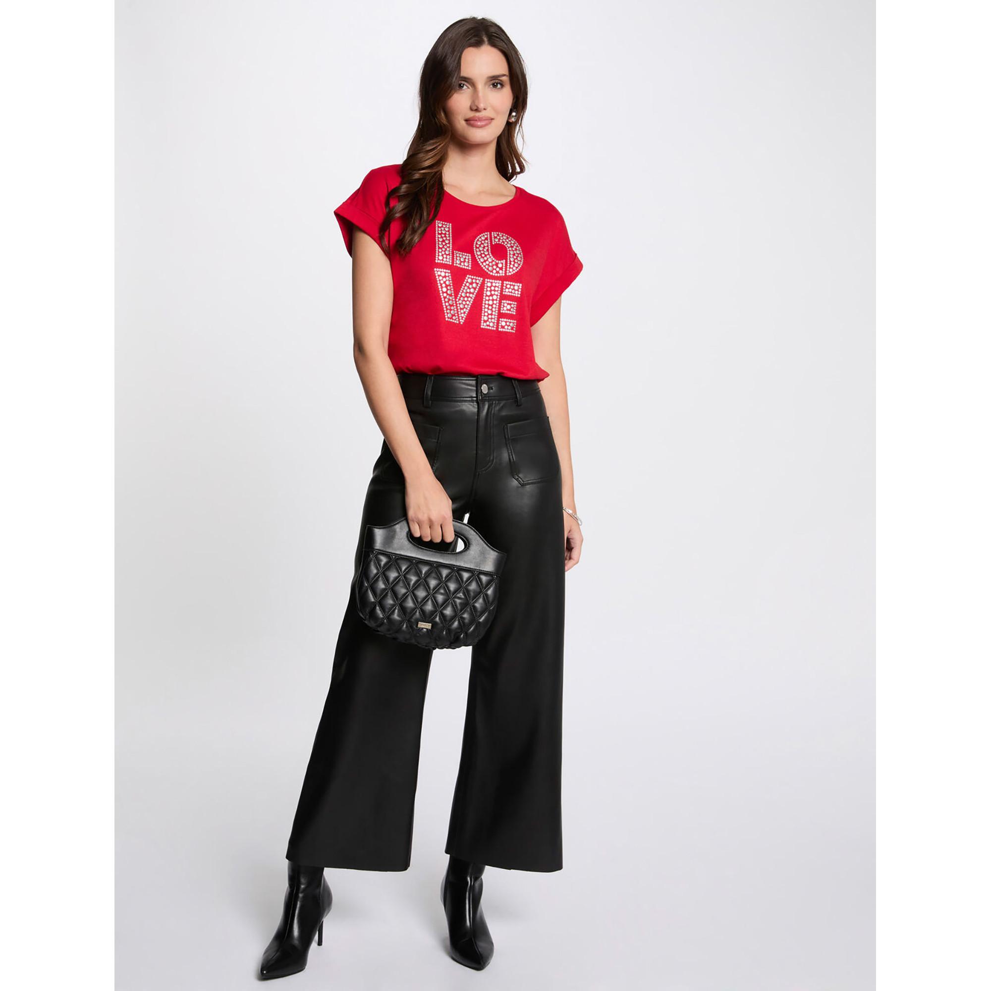 MORGAN T-Shirt mit Nieten-Love-Print