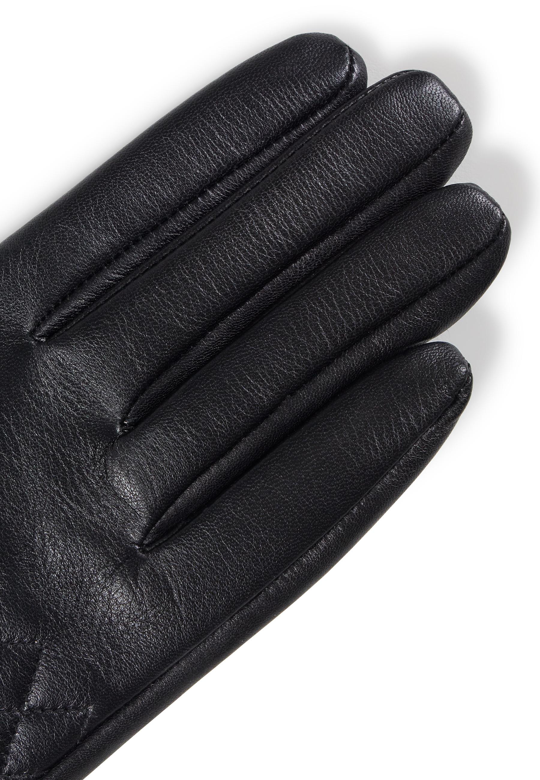 CASH-MERE.CH Lederhandschuhe mit caro style und Touchscreen tauglich