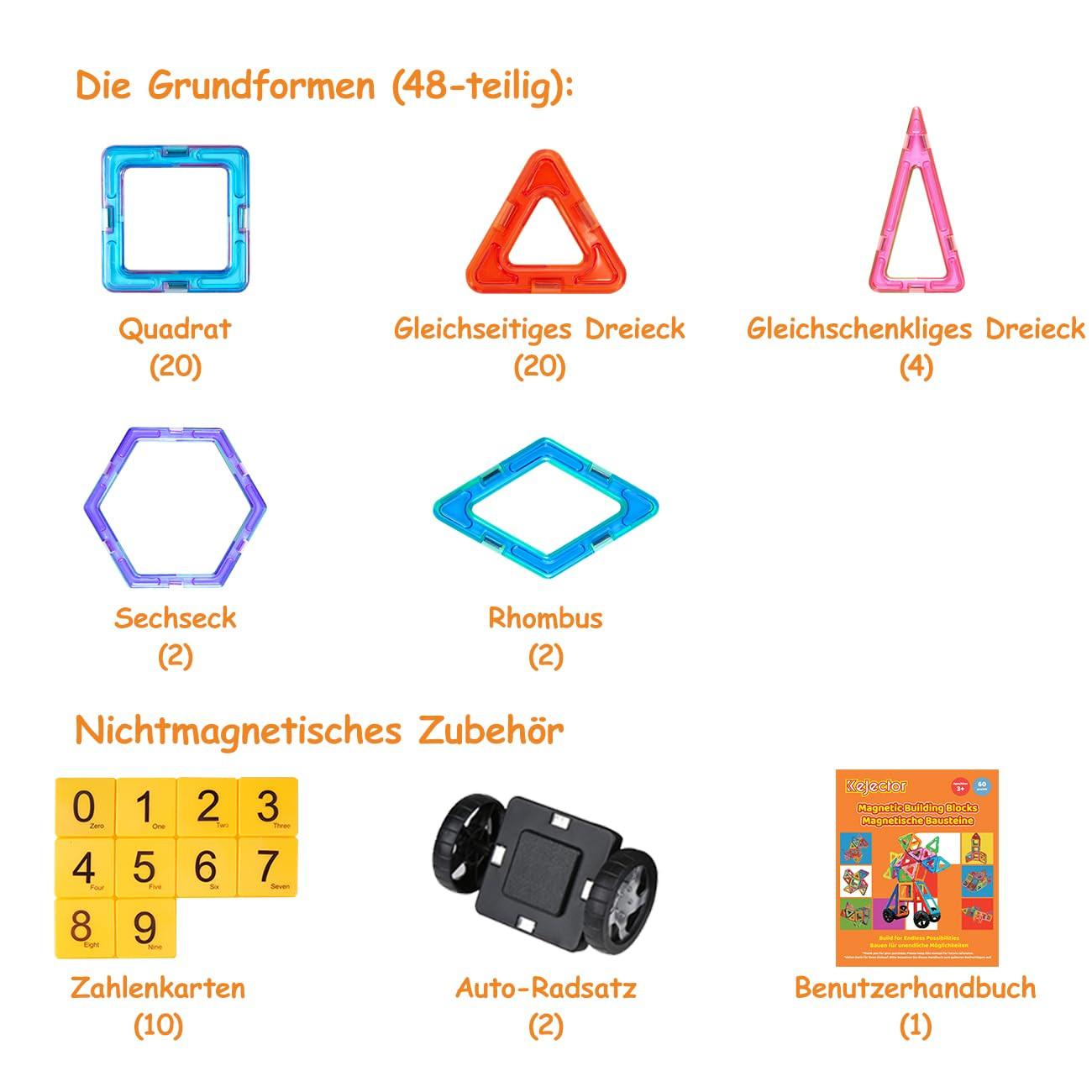 Activity-board Magnetische Bauklötze 60 Stück, magnetisches Spielzeug Magnete für Geschenk