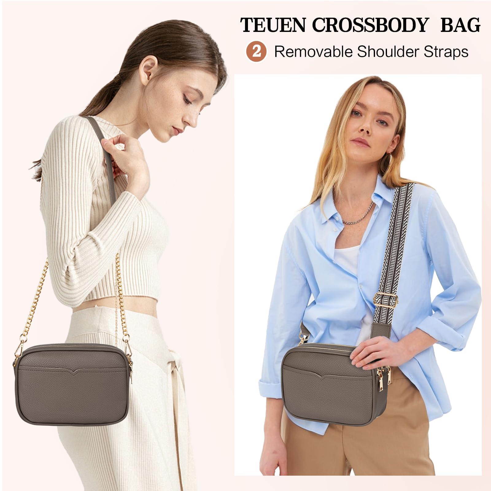 Only-bags.store Umhängetasche Leder, Kleine Umhängetasche Elegante Umhängetasche mit 2 abnehmbaren breiten und Kettenschulterriemen Handytasche Umhängetasche Leder, Kleine Umhängetasche Elegante Umhängetasche mit 2 abnehmbaren breiten und Kettenschul