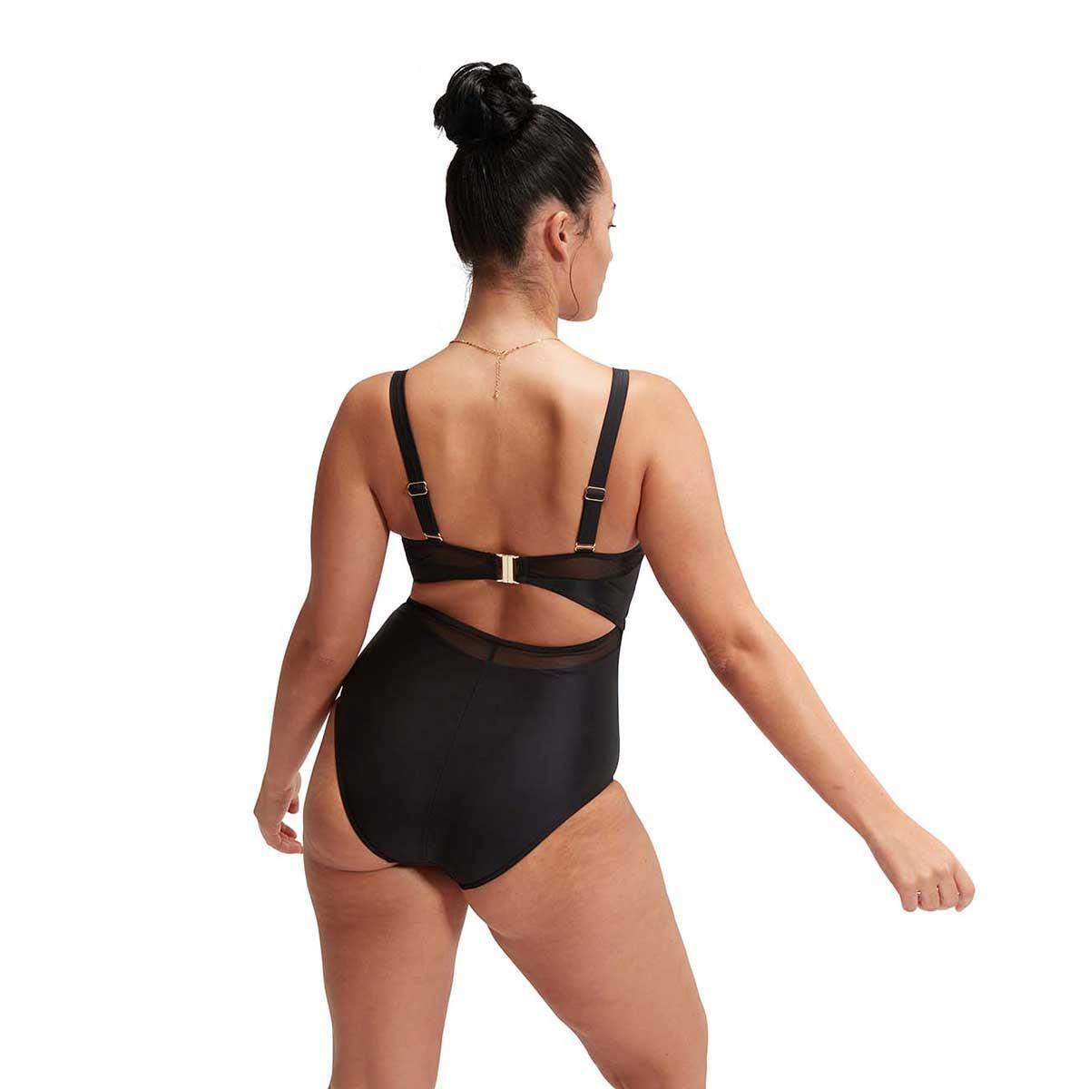 speedo badeanzug, damen eco mesh detail 1p bla