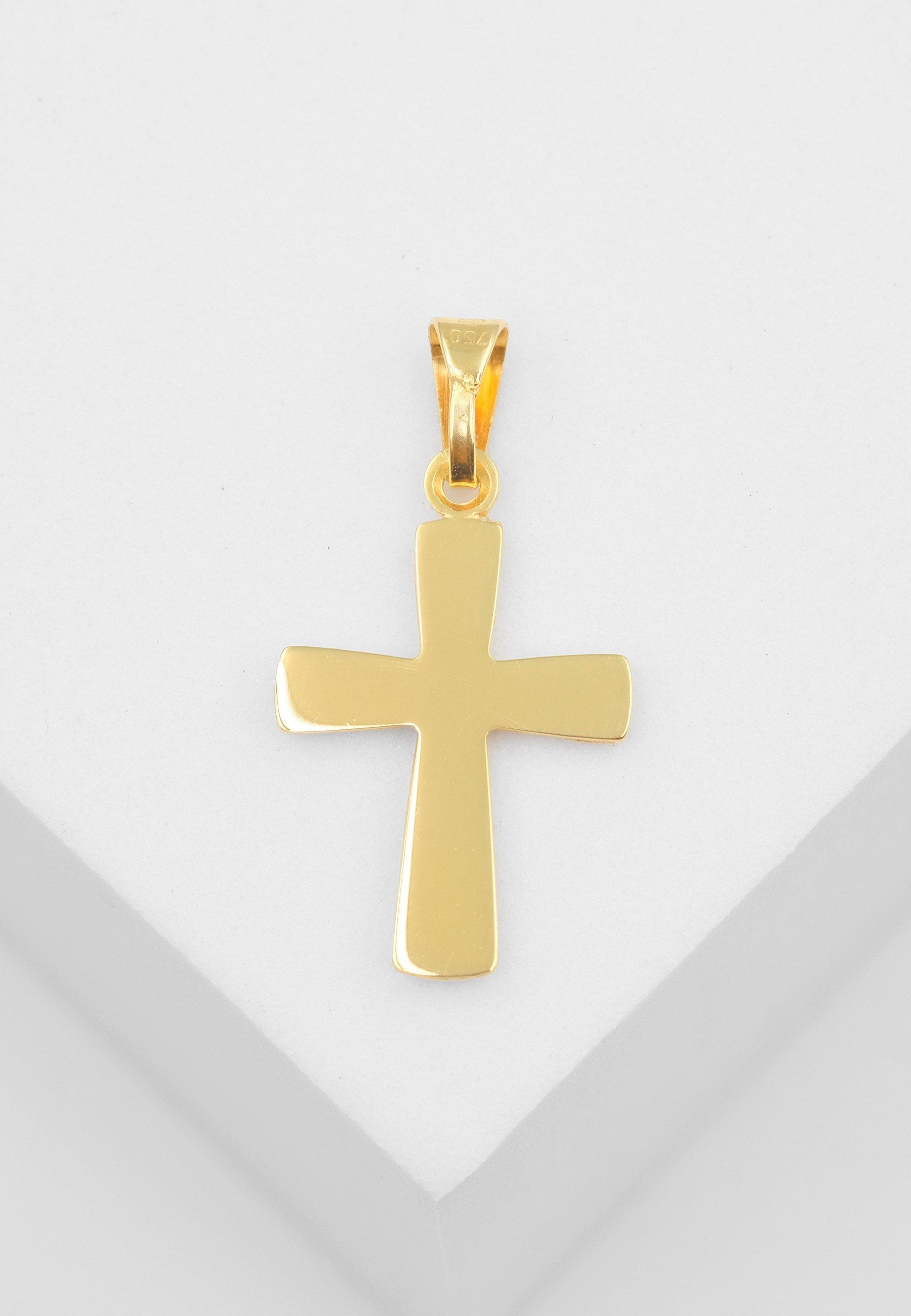MUAU Schmuck Anhänger Kreuz Gelbgold 750, 23x13mm