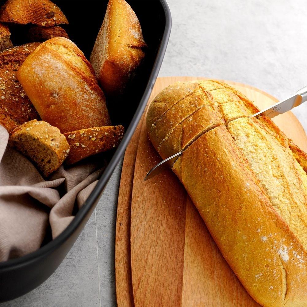 B2X Schwarze Brotbox mit Schneidebrettdeckel aus hochwertigem Kunststoff