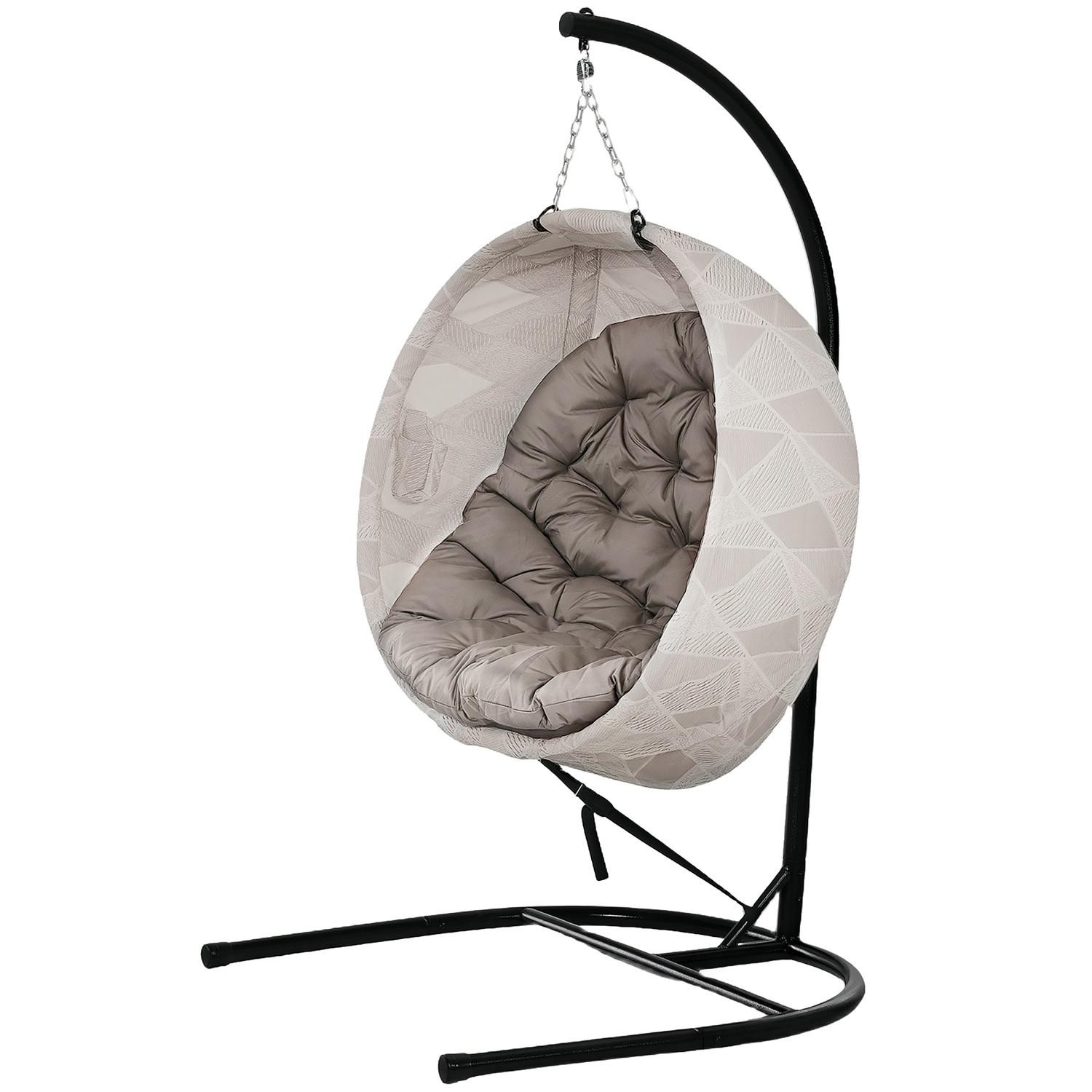 Northio Eiförmiger Hängesessel für den Außenbereich, faltbar Hängeschaukel mit Becherhalter, abnehmbar waschbar Sitz, U-Gestell, Hängematte für 1 Personen, Schaukelsessel für Terrasse, Garten, Sand Aosom