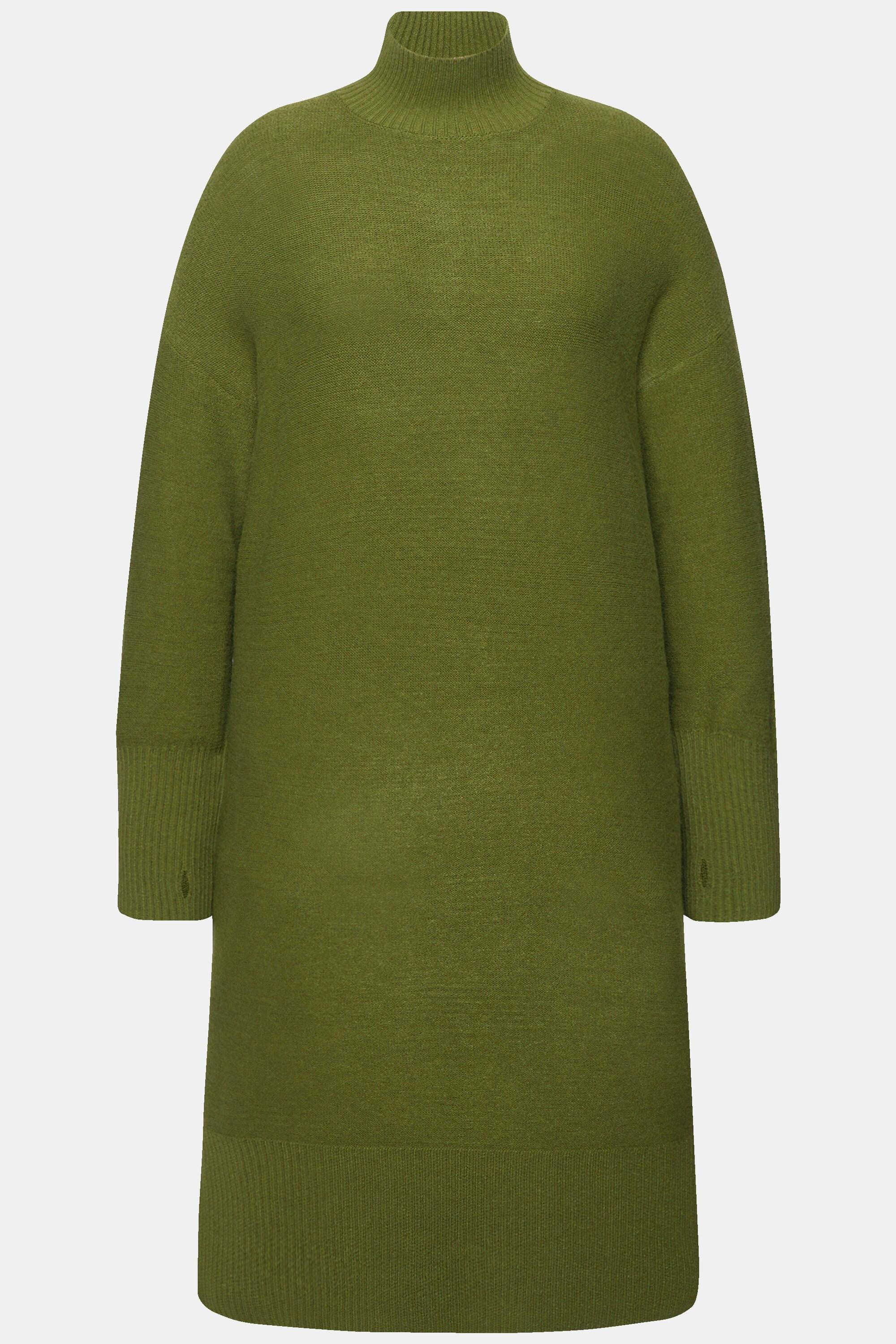 Ulla Popken Strickkleid Linksstrick Stehkragen Langarm