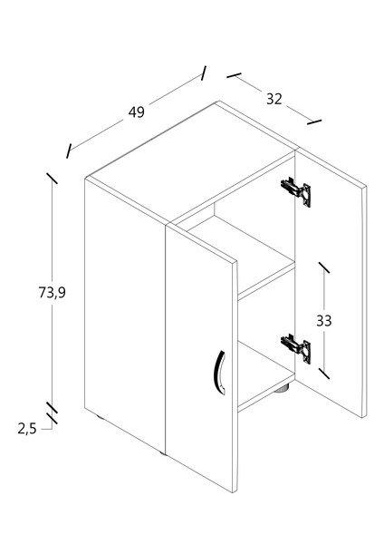 VCM Büroschrank mit 2 Fächern | moderner Aktenschrank mit Drehtüren | Maße ca. H. 74 x B. 49 x T. 34 cm - Ulas 2-Fach