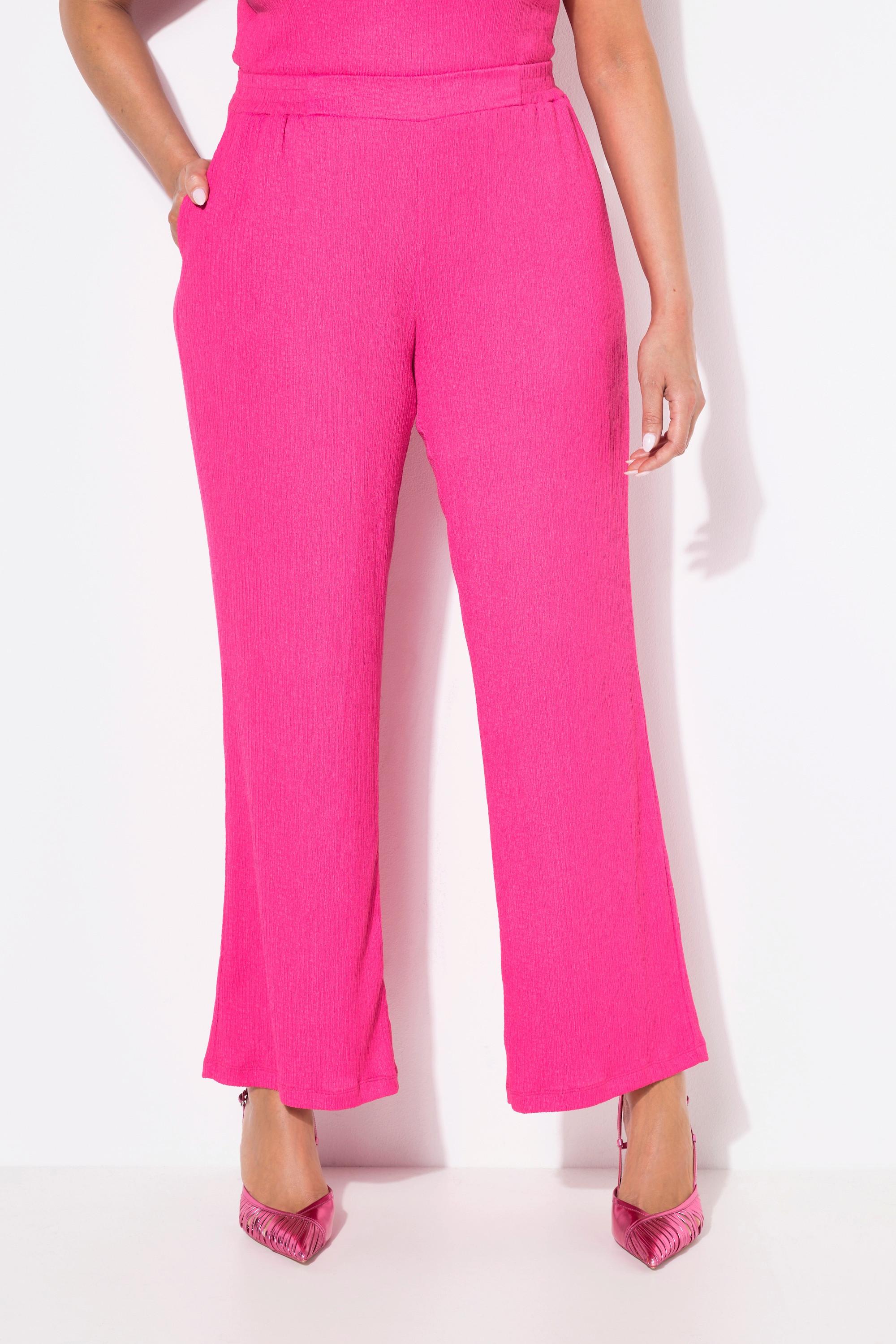 Ulla Popken Hose, Struktur, weites Bein, Komfortbund