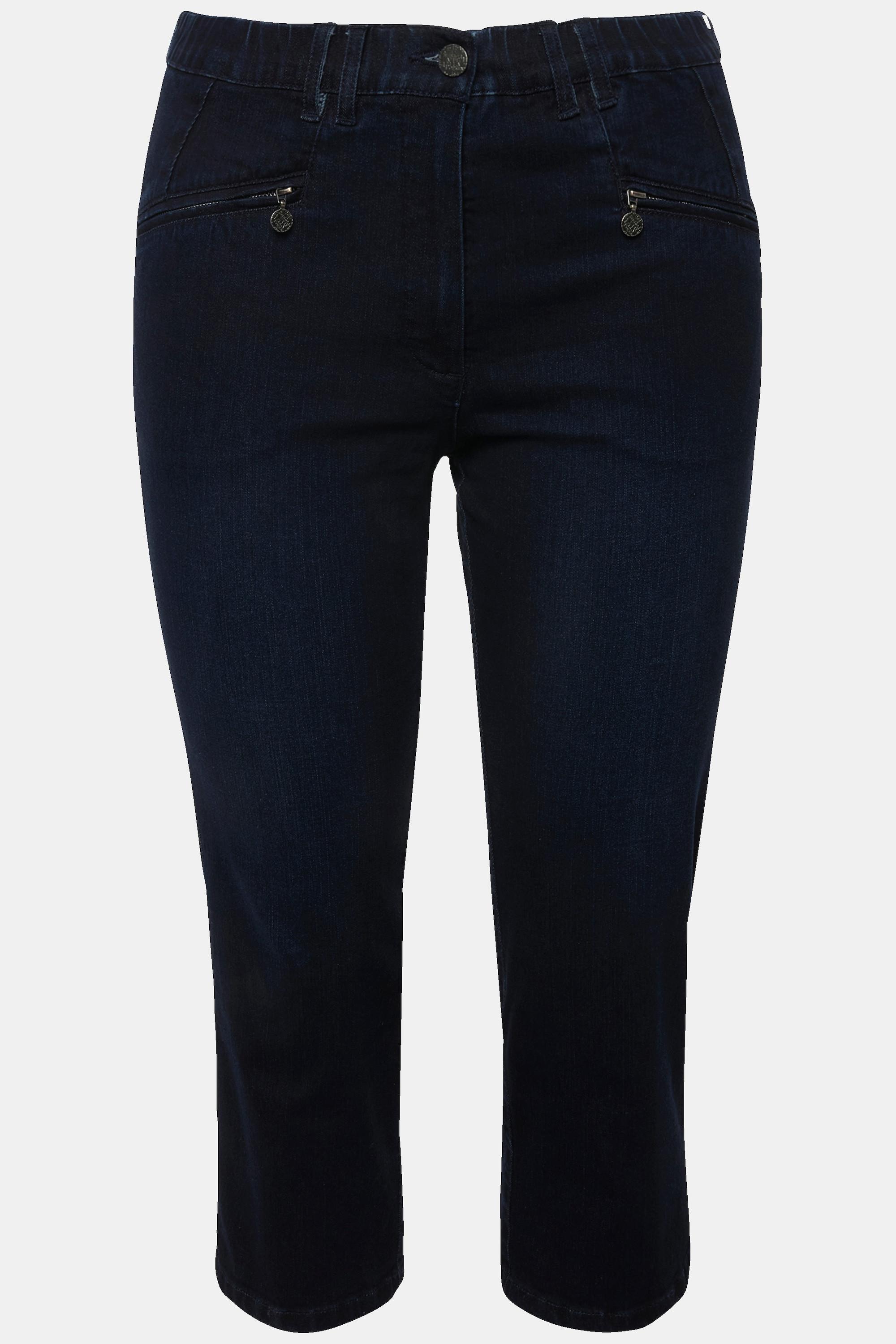 Ulla Popken Mony 7/8 Slim Fit Jeans mit Elastikbund und Reissverschlusstaschen