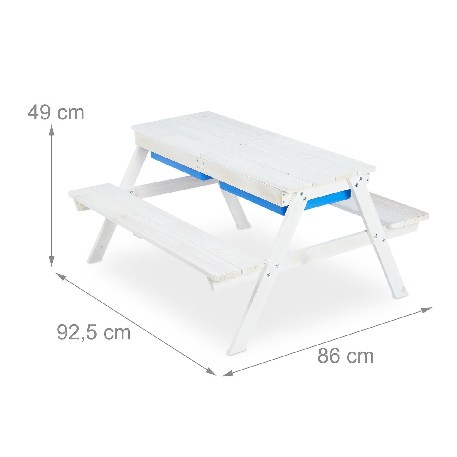 B2X Weiße Sitzecke für Kinder aus Holz mit Sonnenschirm
