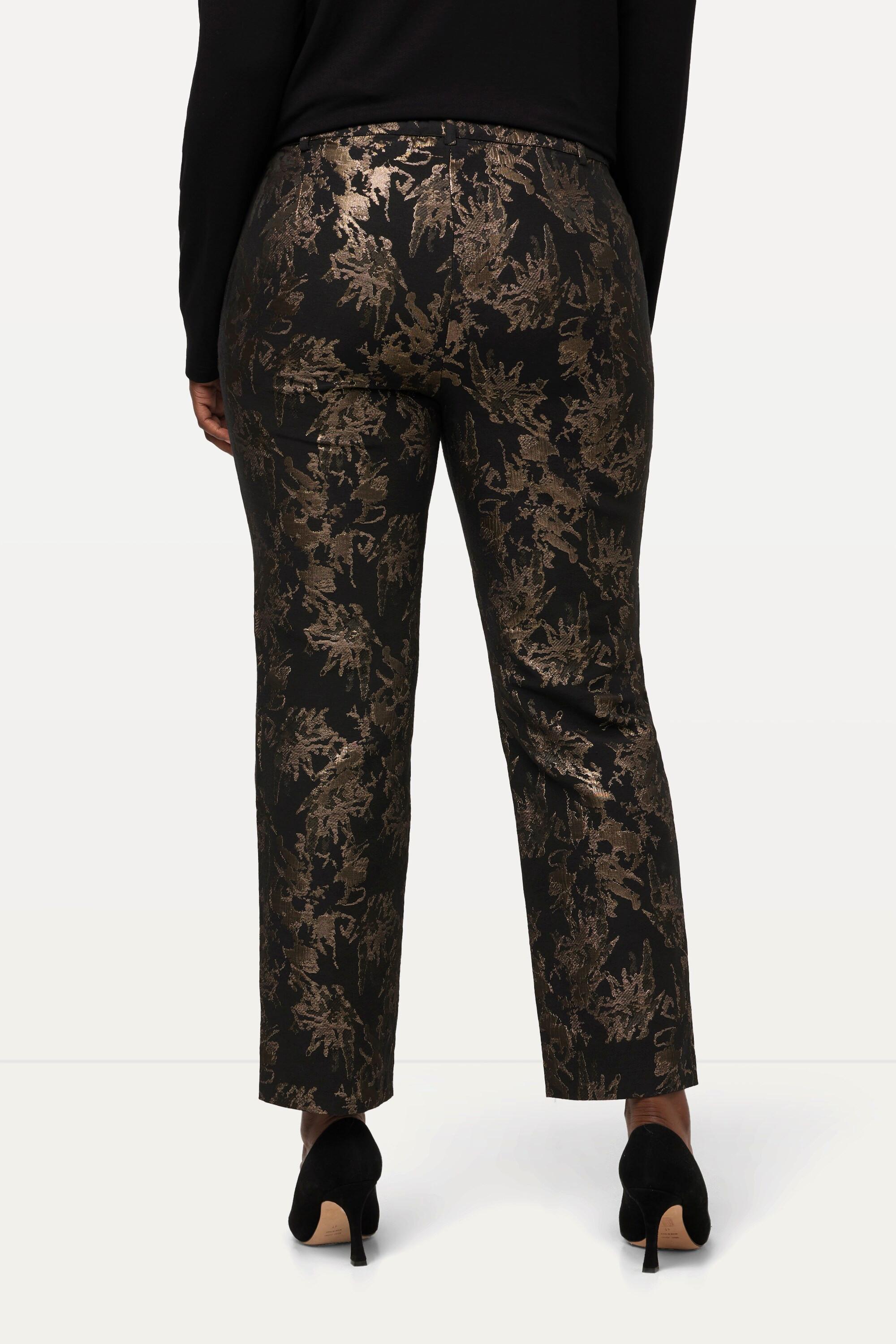 Ulla Popken Jacquard Hose Sophie Gold Design Schmales Bein