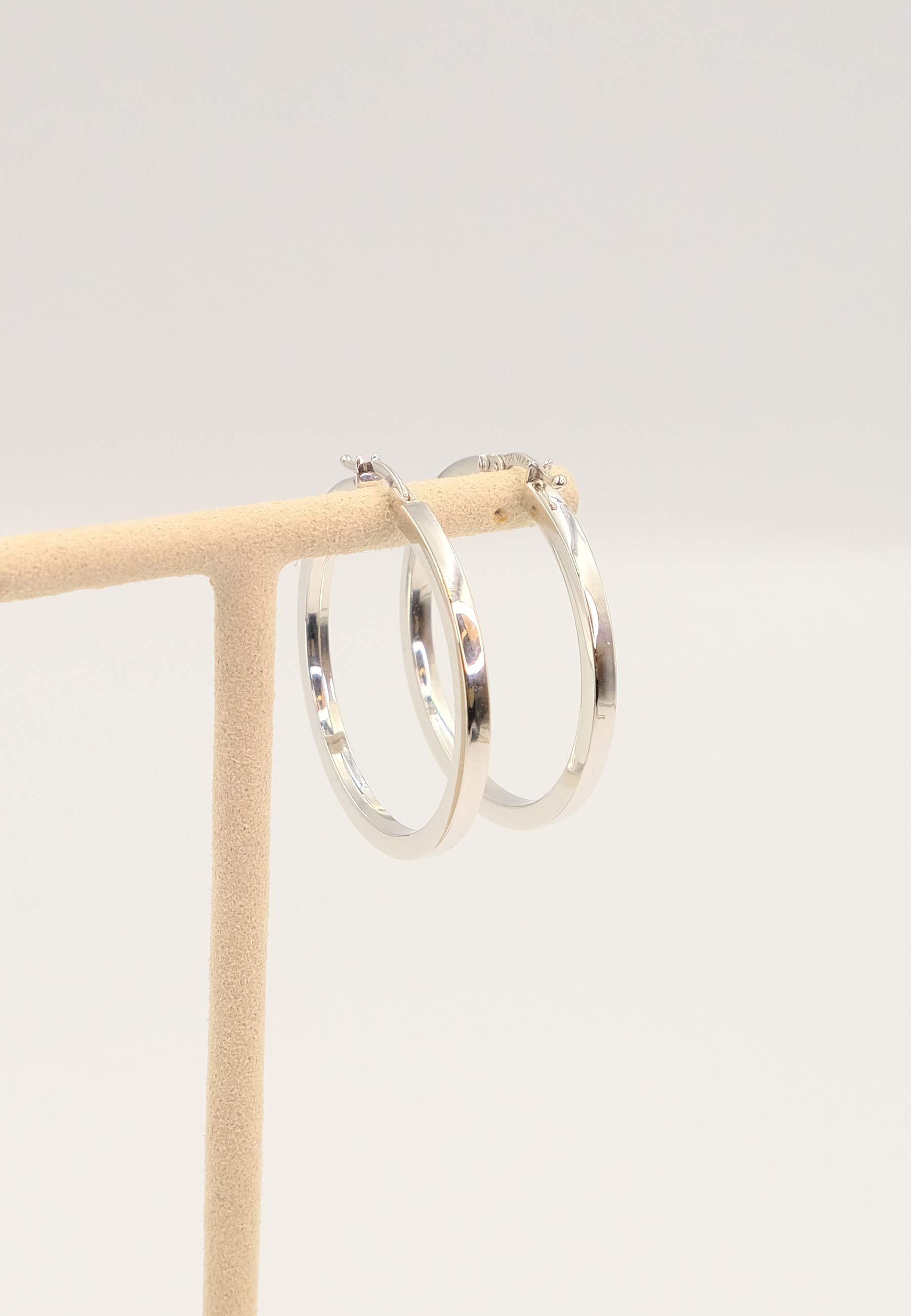 MUAU Schmuck Creolen Weissgold 750 Vierkantdraht 35mm